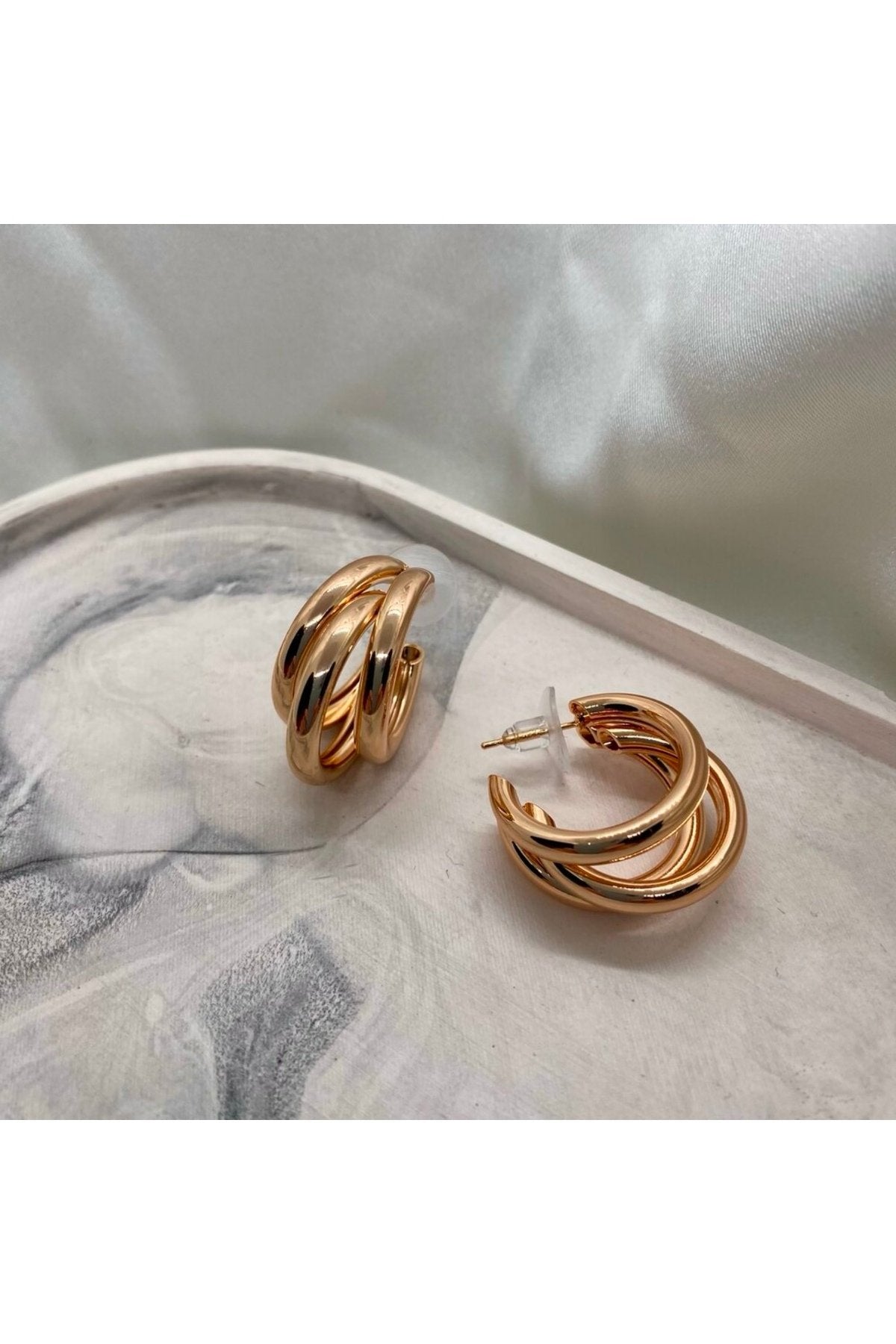Altın Kaplama Üçlü Birleşik Küpe