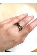 Silver-Colored Stainless Steel 3-Piece Spiral Ring