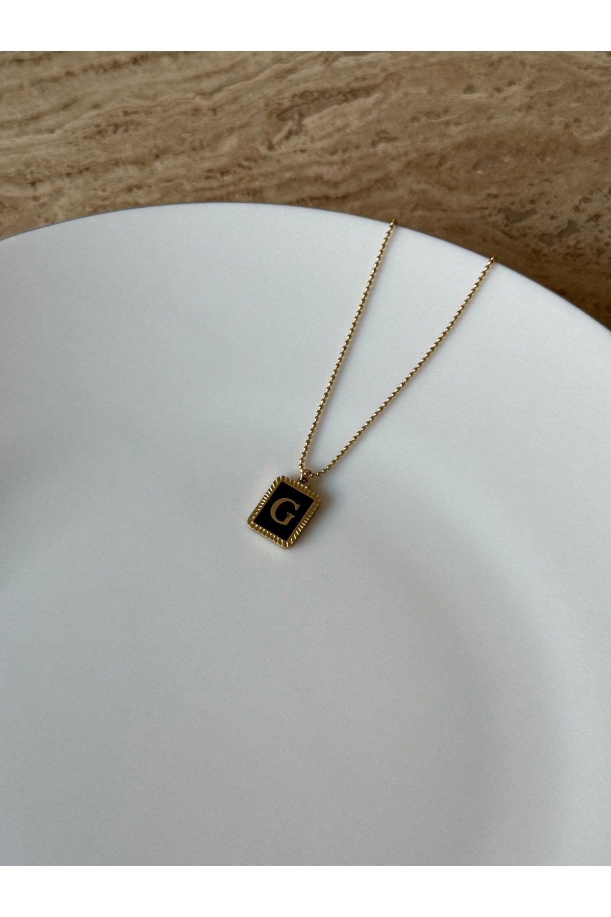Steel Gold-Tone Letter G Necklace
