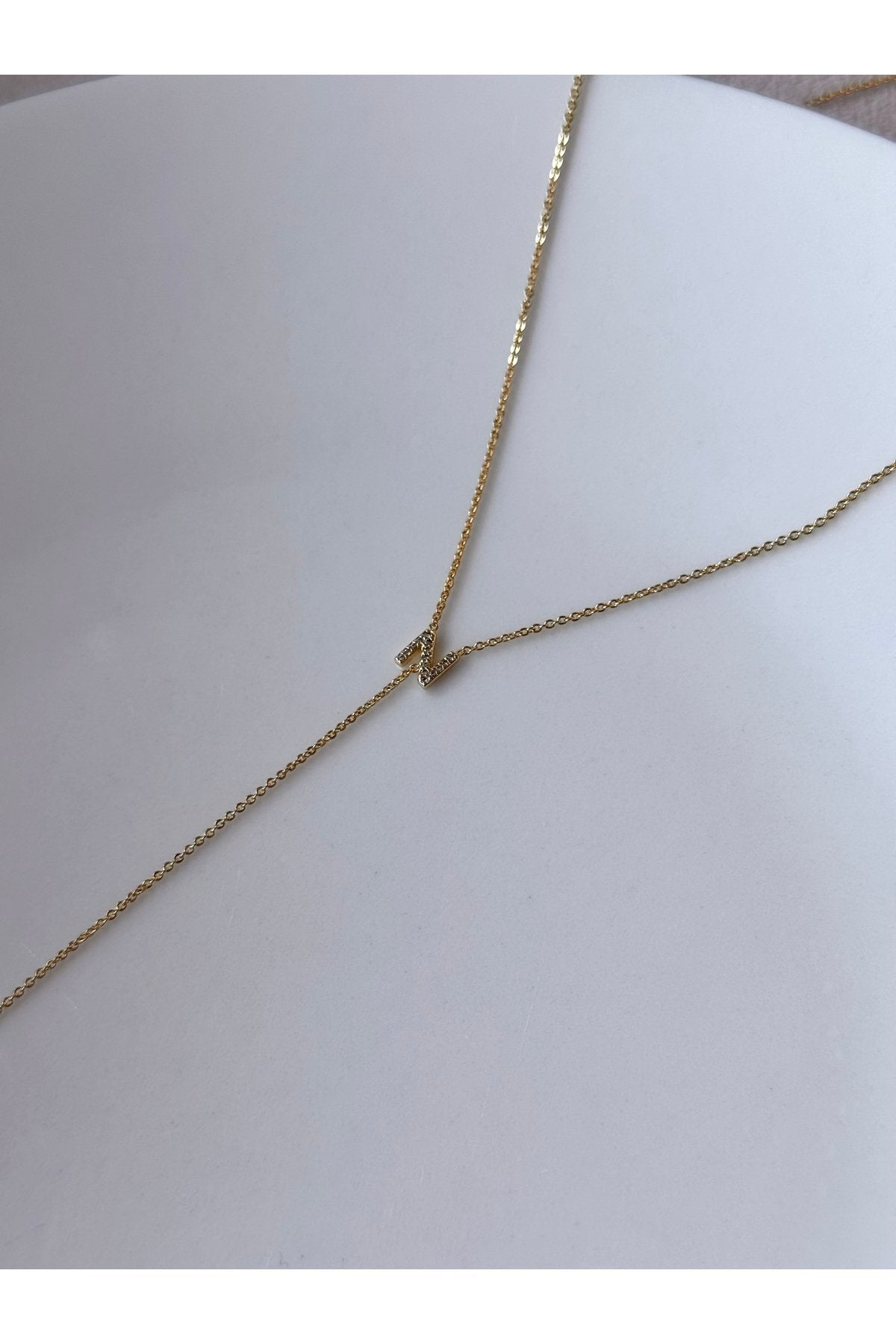 Gold Plated Zircon Stone Letter N Necklace