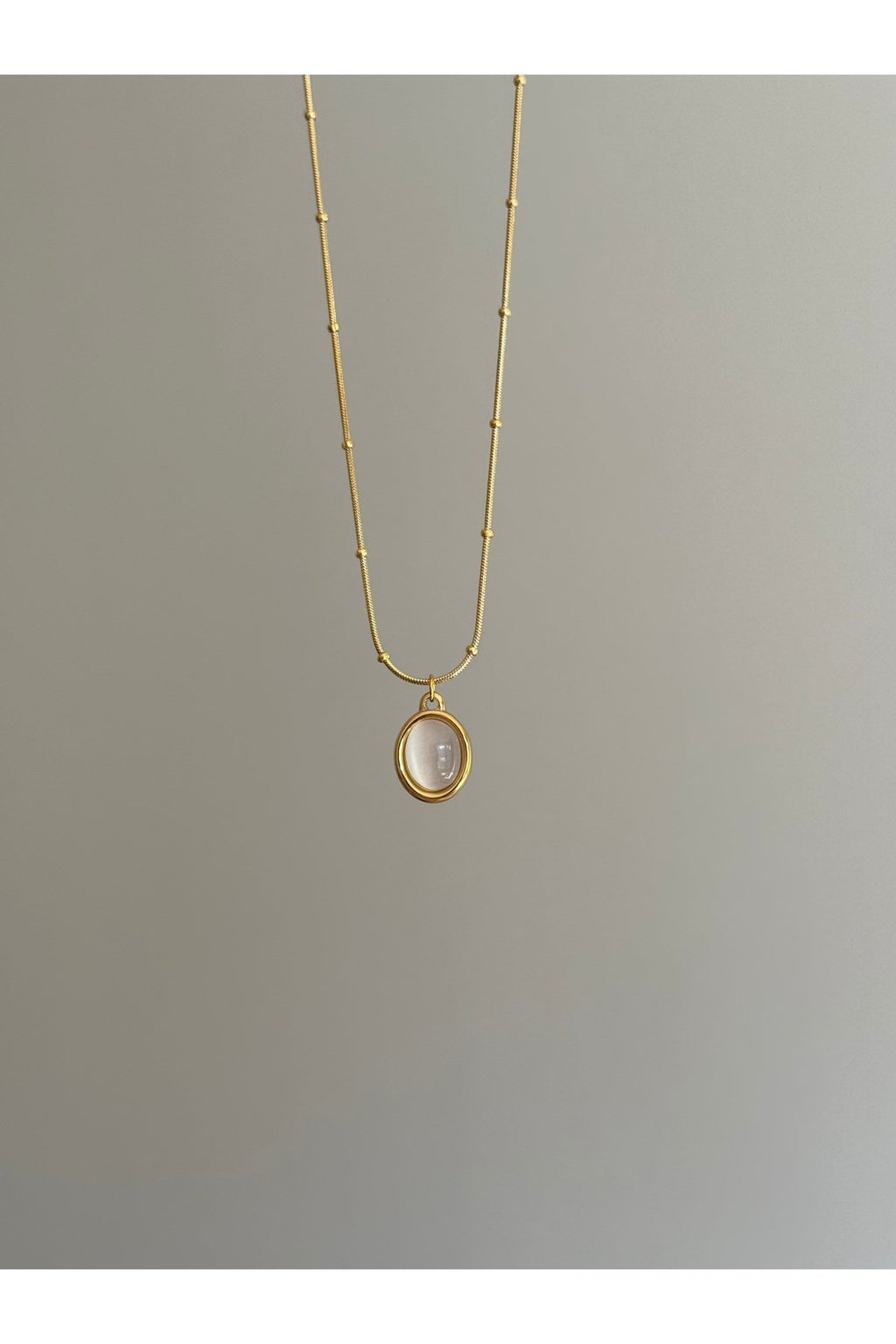 Steel Gold-Tone Dorika Chain Enamel Oval Necklace