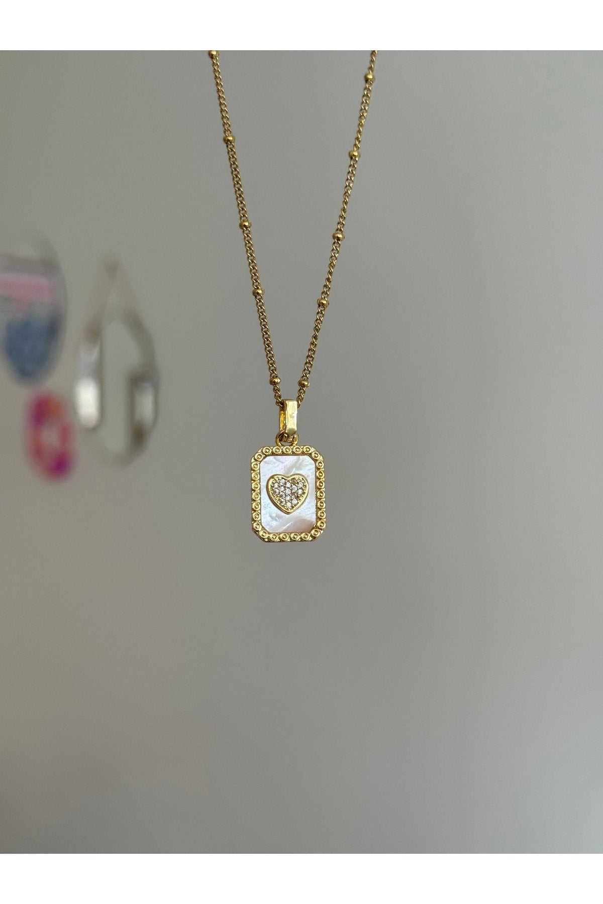 Steel Gold Tone Heart Necklace