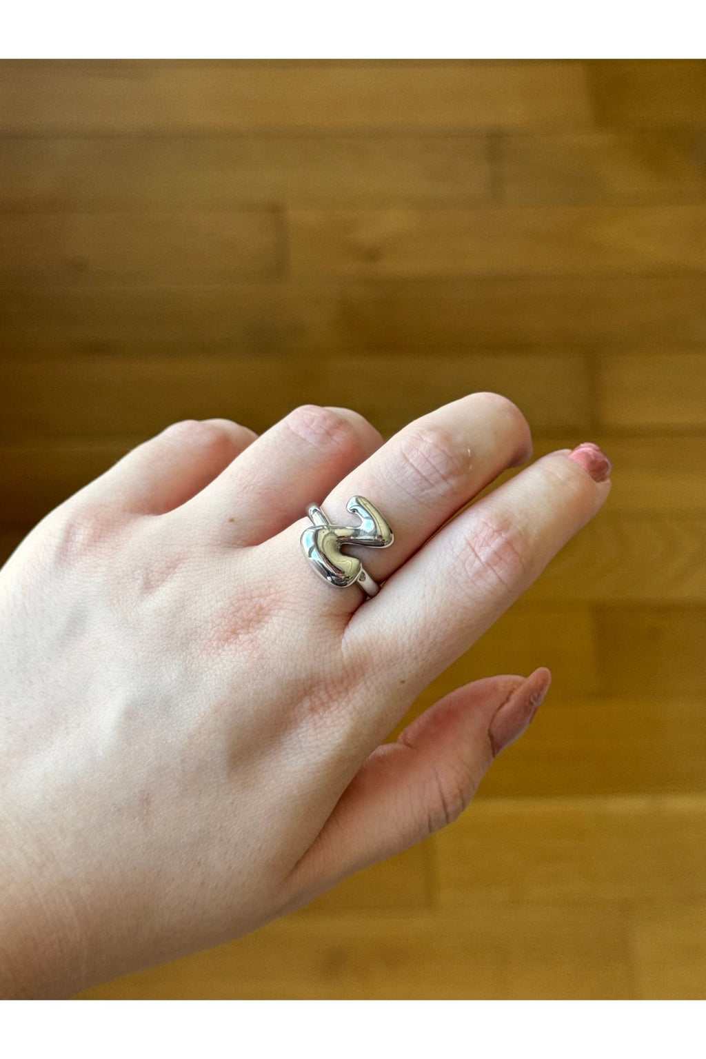 Silver Plated Adjustable Letter Z Ring
