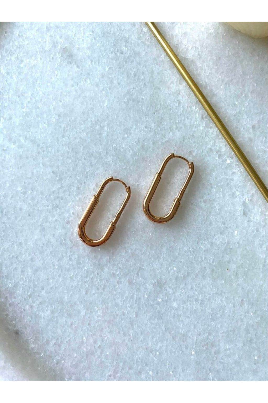 Exclusive Kaplama Rose Gold Oval Küpe