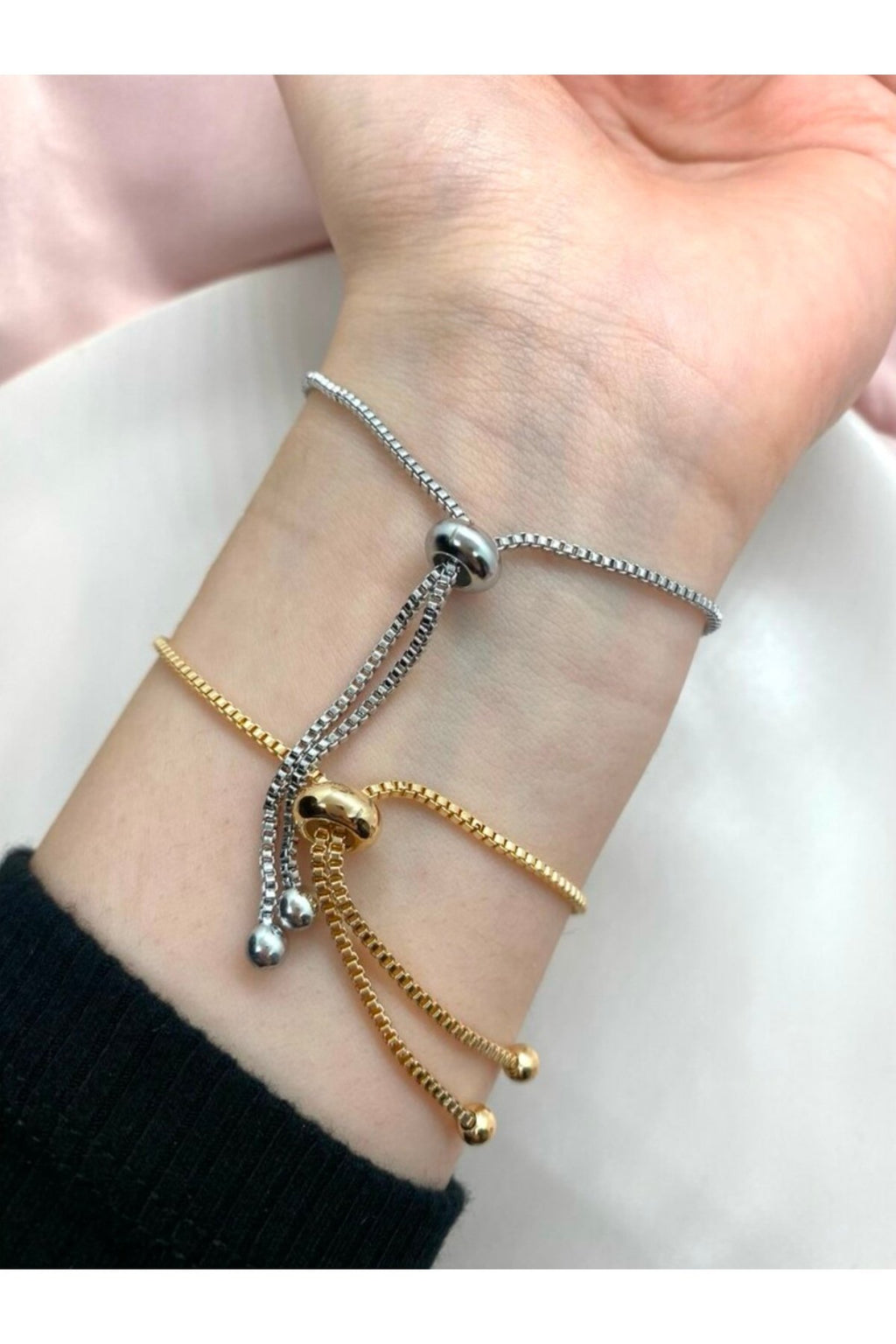 Altın ve Gümüş Kaplama Kalp Charm Asansör Bileklik