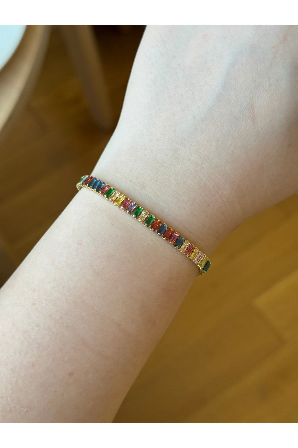 Gold Plated Colored Tennis Bracelet