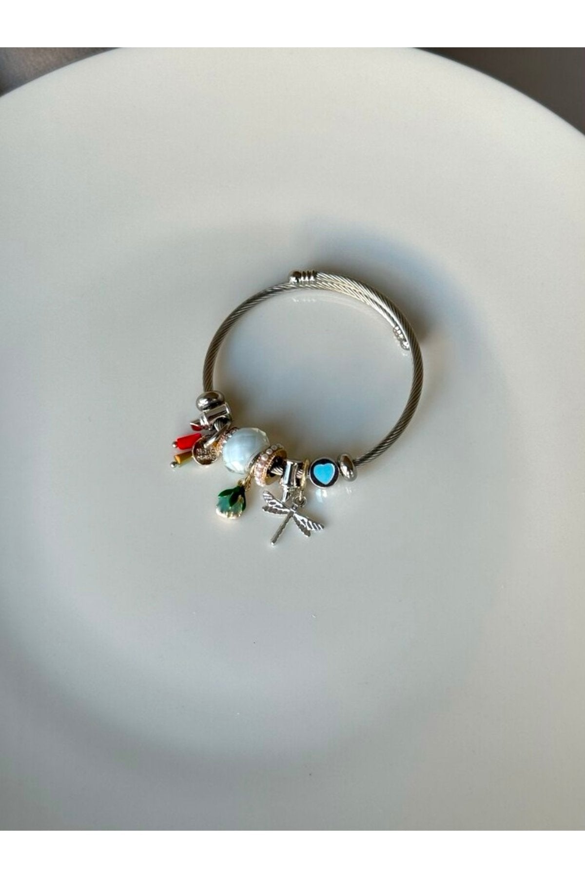 Gümüş Kaplama Mavi Charm Bileklik