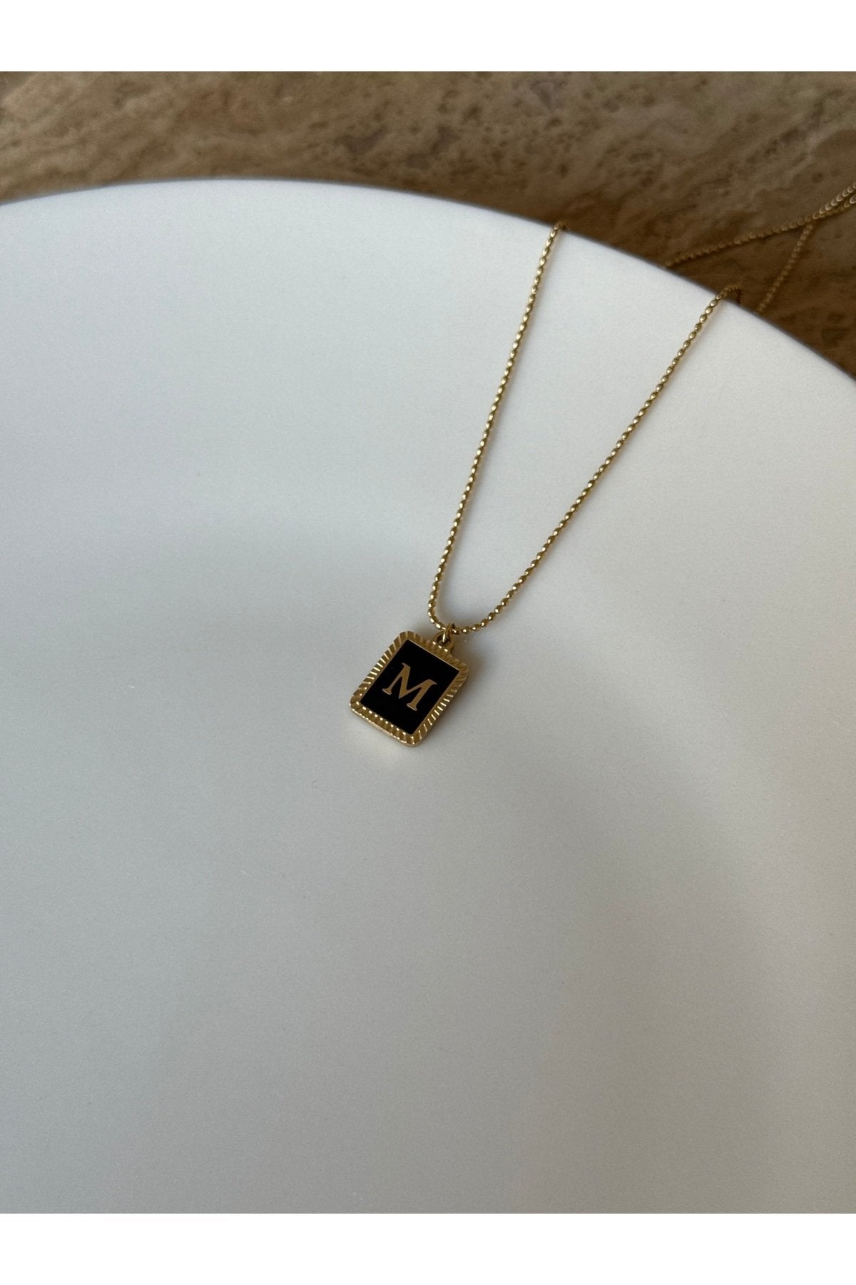 Steel Gold Color Letter M Necklace