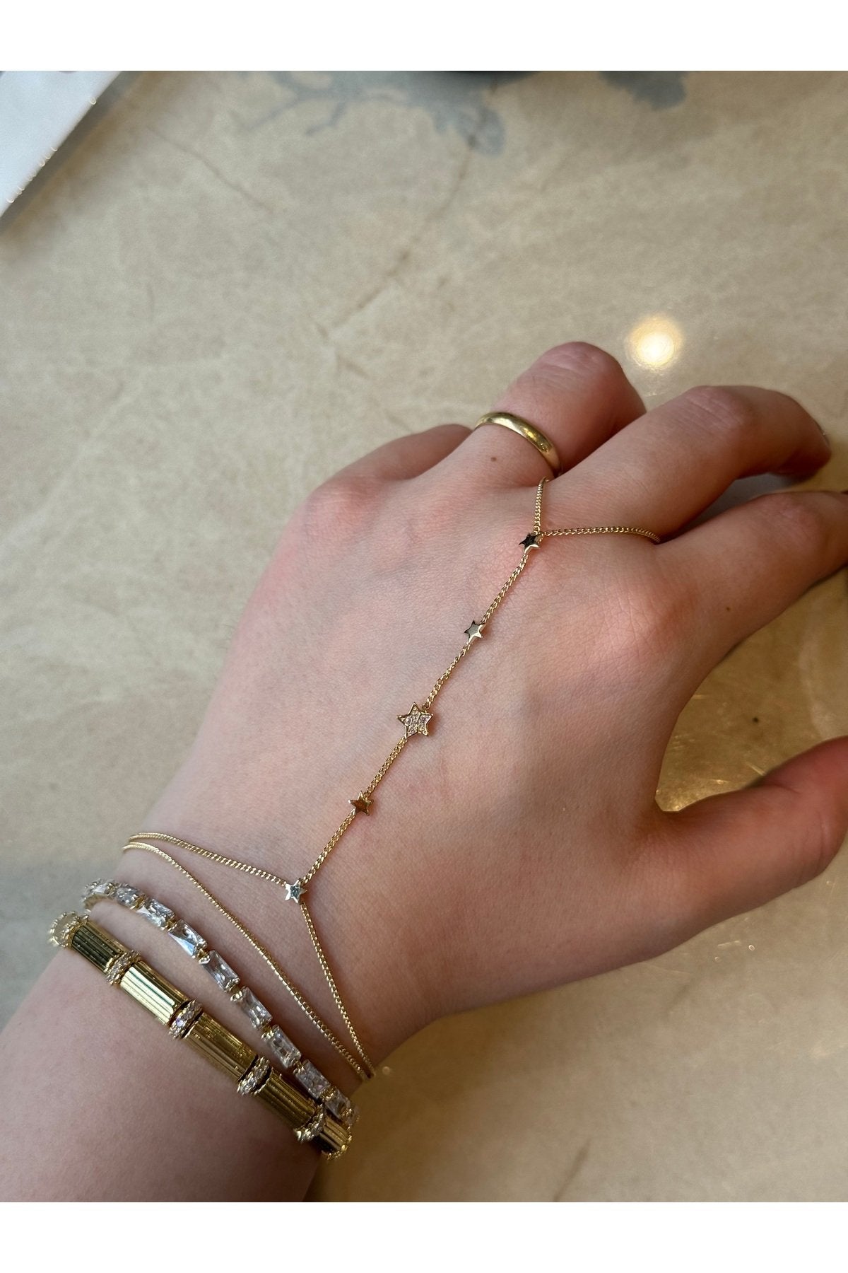 Gold Plated Star Hand Chain