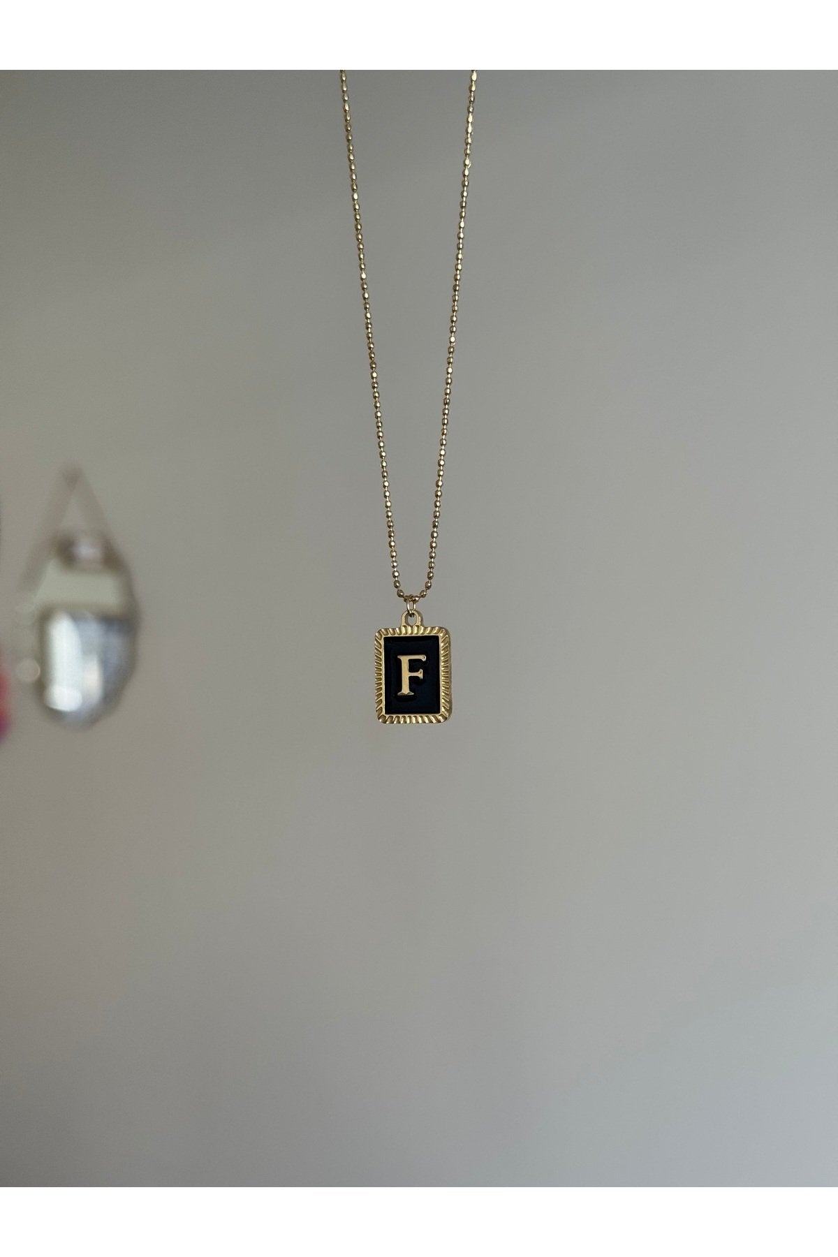 Steel Gold Color Letter F Necklace