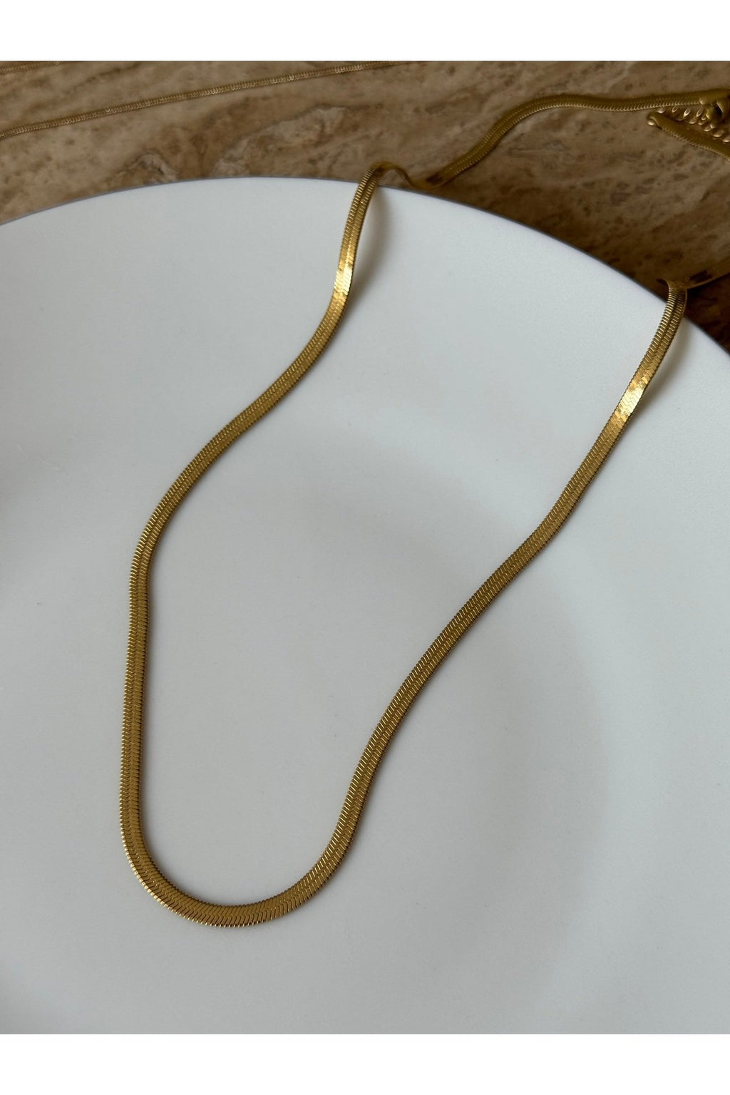 Steel Gold Tone Italian Chain Necklace