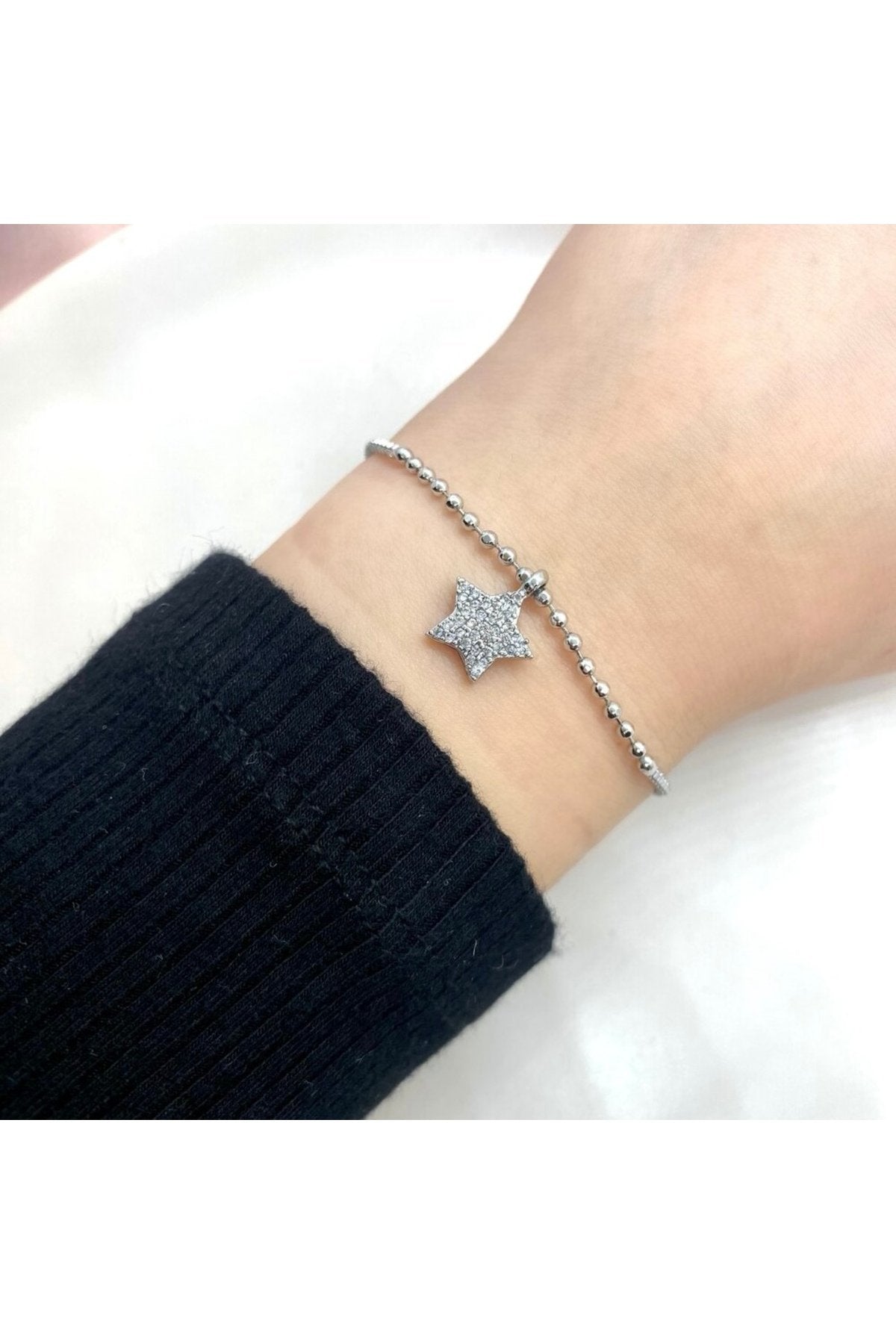 Silver Plated Star Charm Adjustable Bracelet