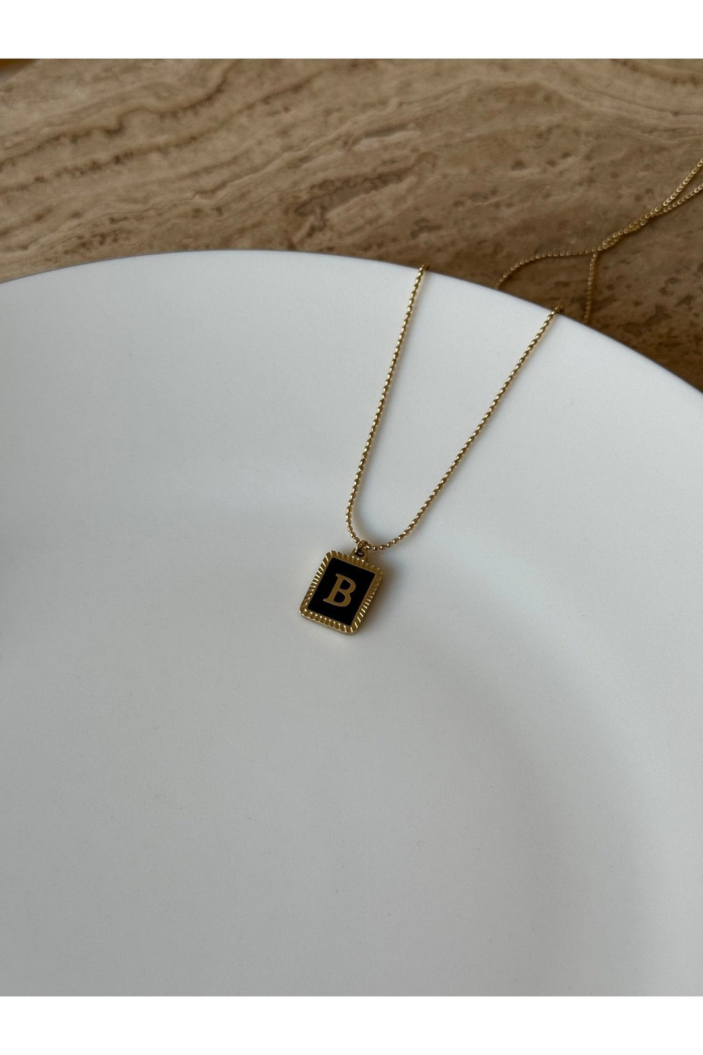 Steel Gold-Tone Letter B Necklace