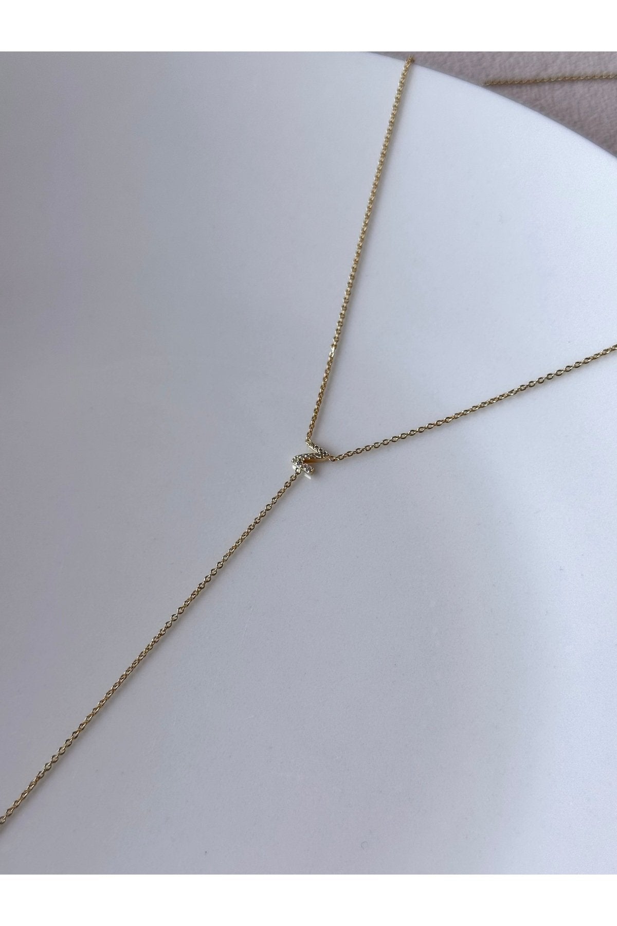 Gold Plated Zircon Stone Letter Z Necklace