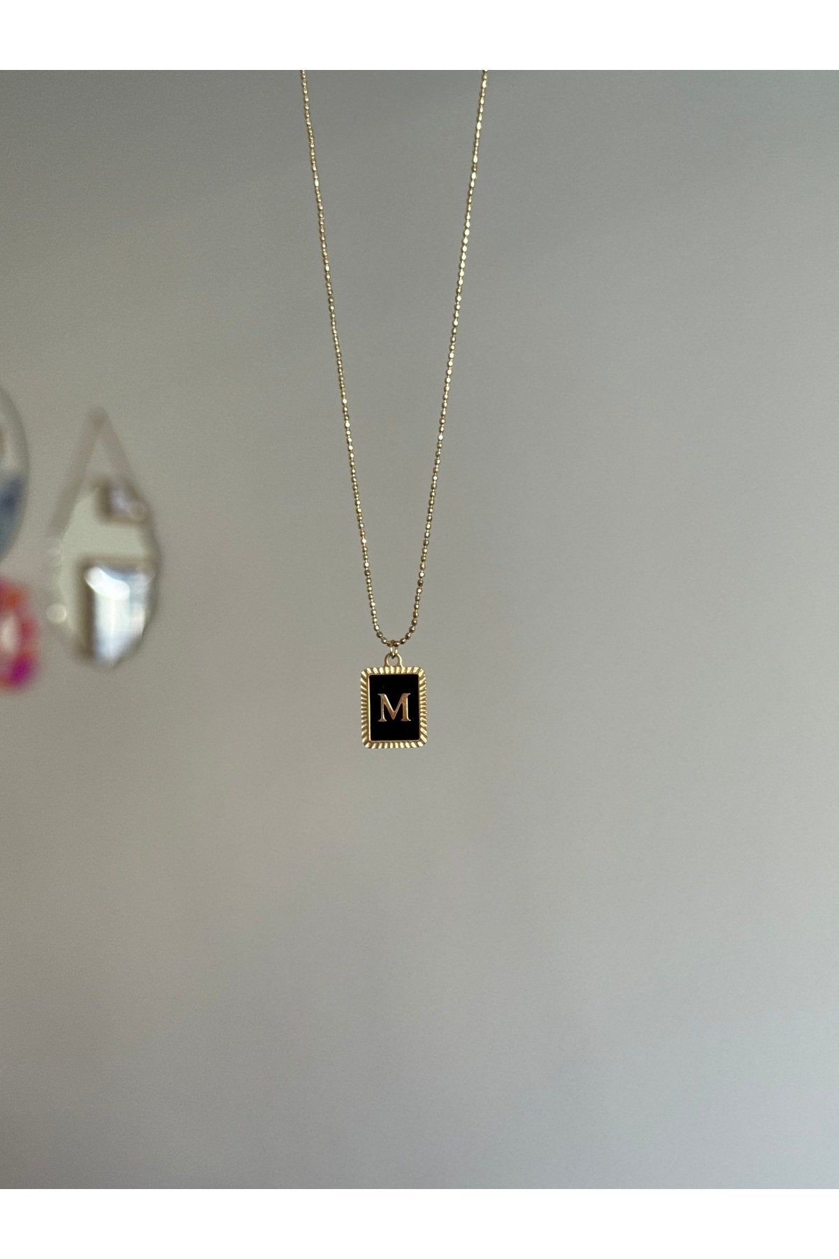 Steel Gold Color Letter M Necklace