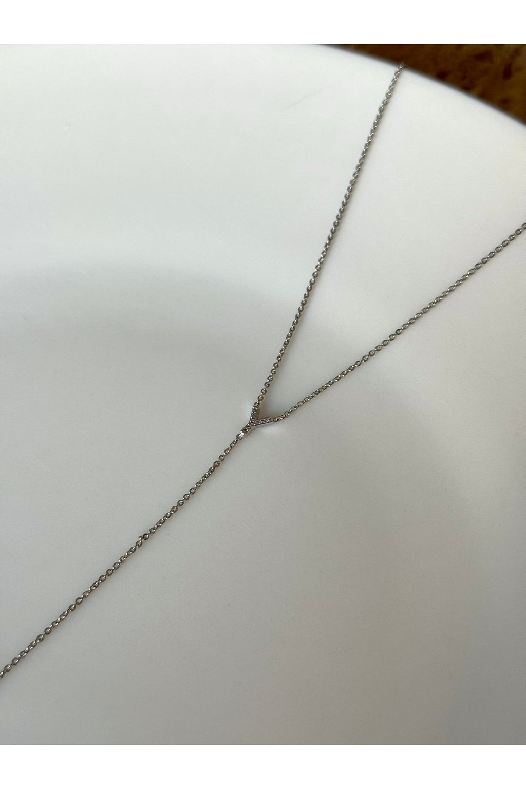 Silver Plated Zircon Stone Letter Y Necklace