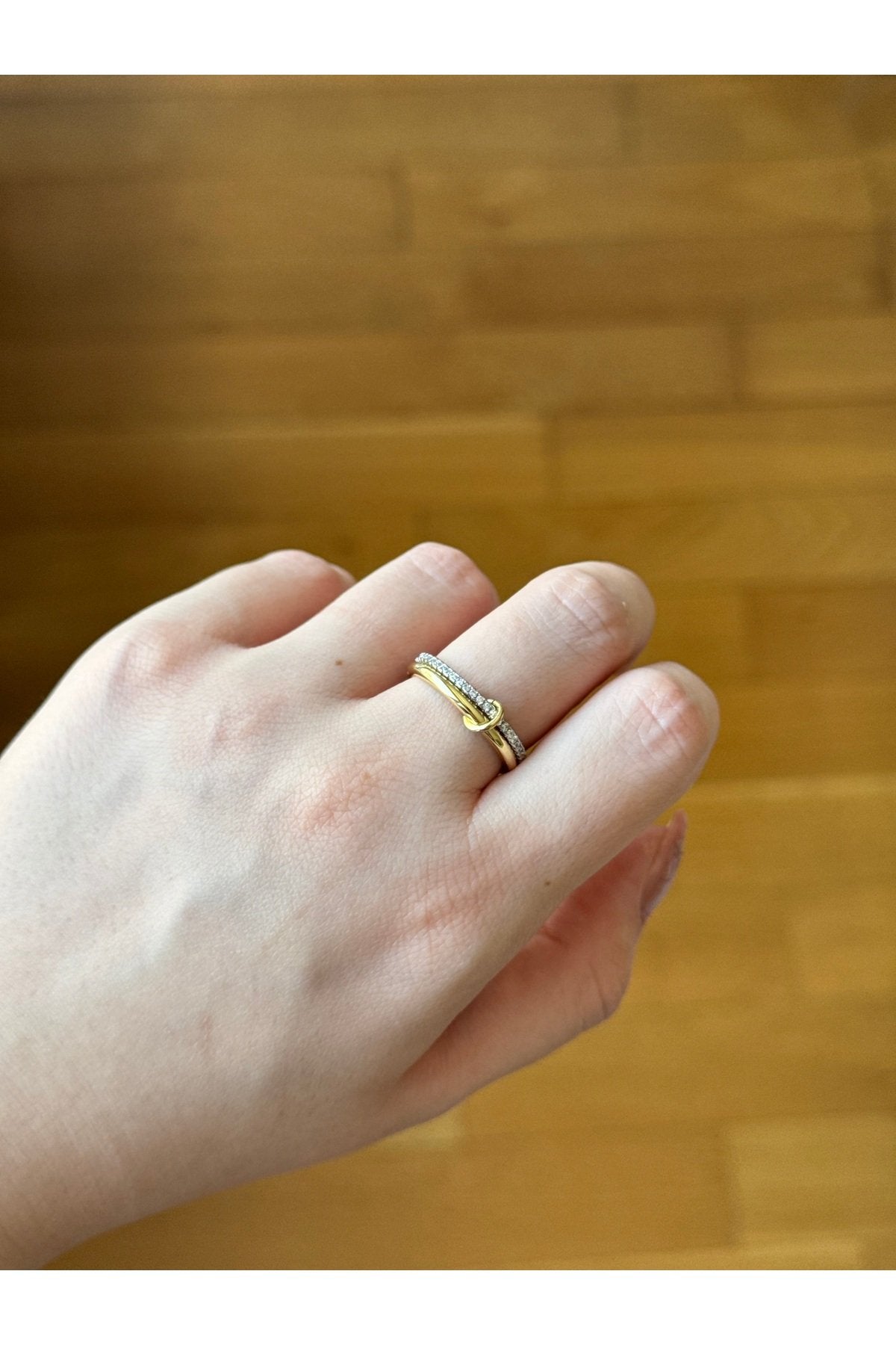 Gold Plated Stone Dual Ring