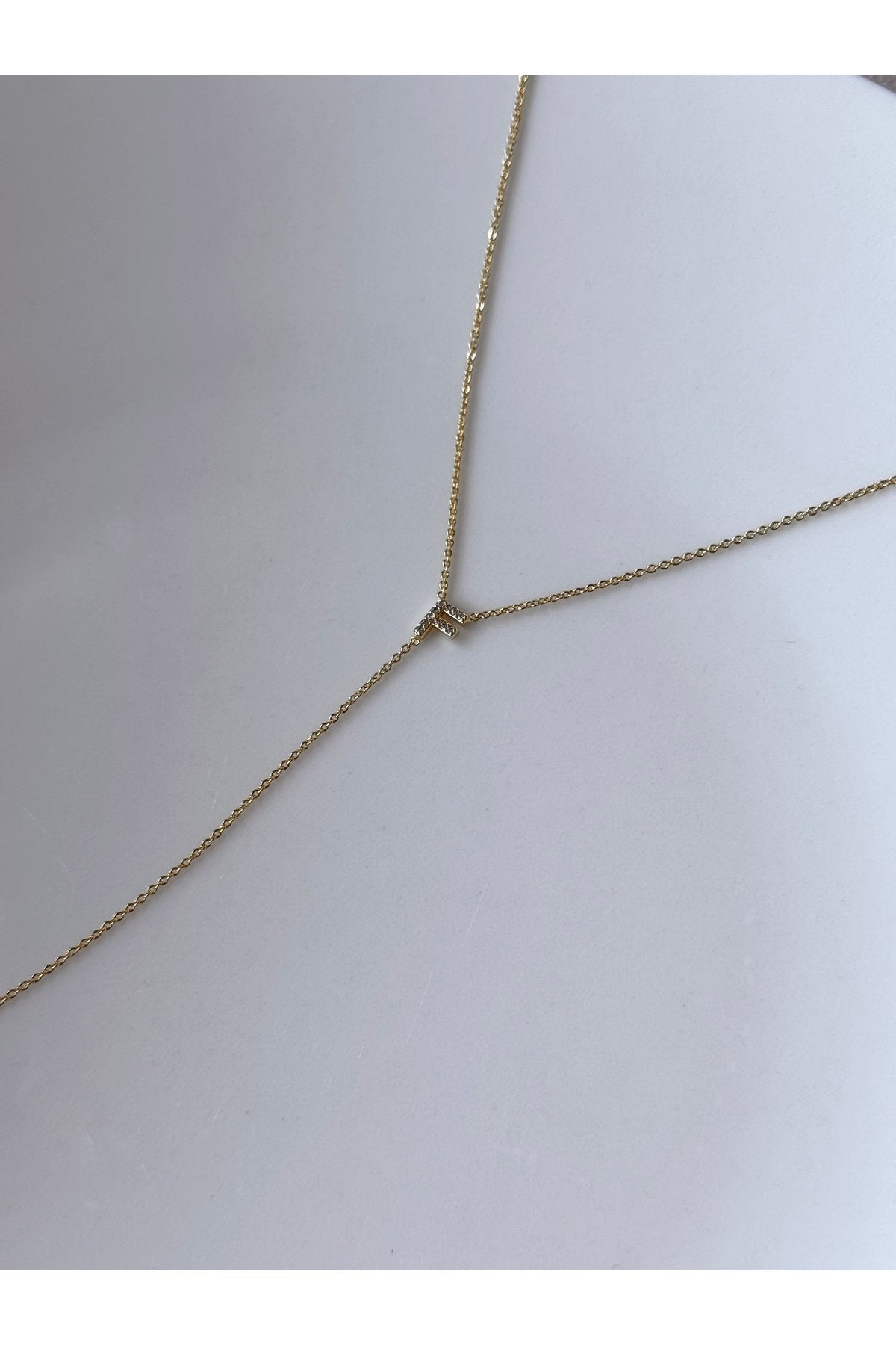 Gold Plated Zircon Stone Letter F Necklace