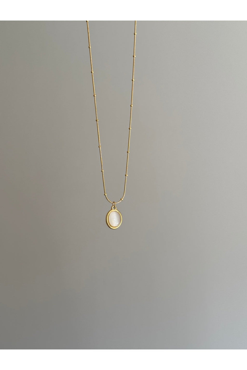 Steel Gold-Tone Dorika Chain Enamel Oval Necklace