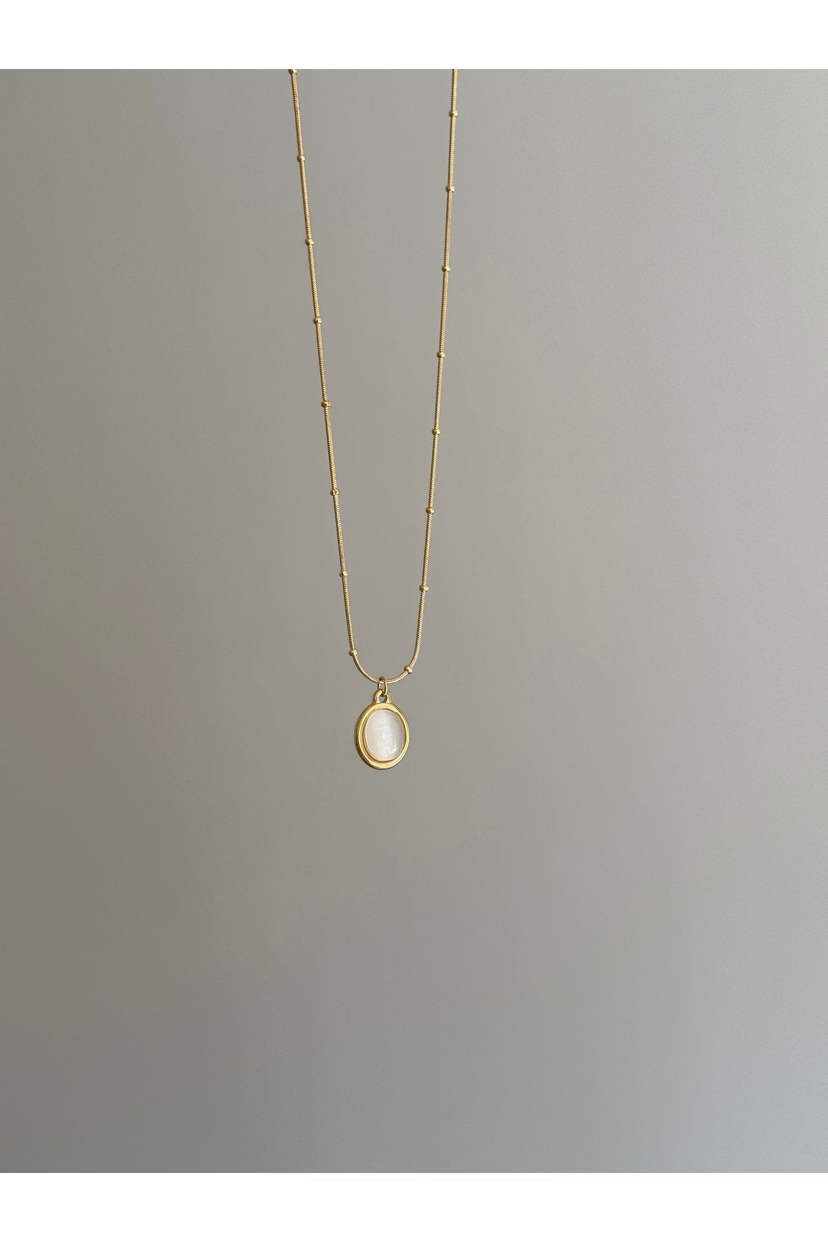 Steel Gold-Tone Dorika Chain Enamel Oval Necklace