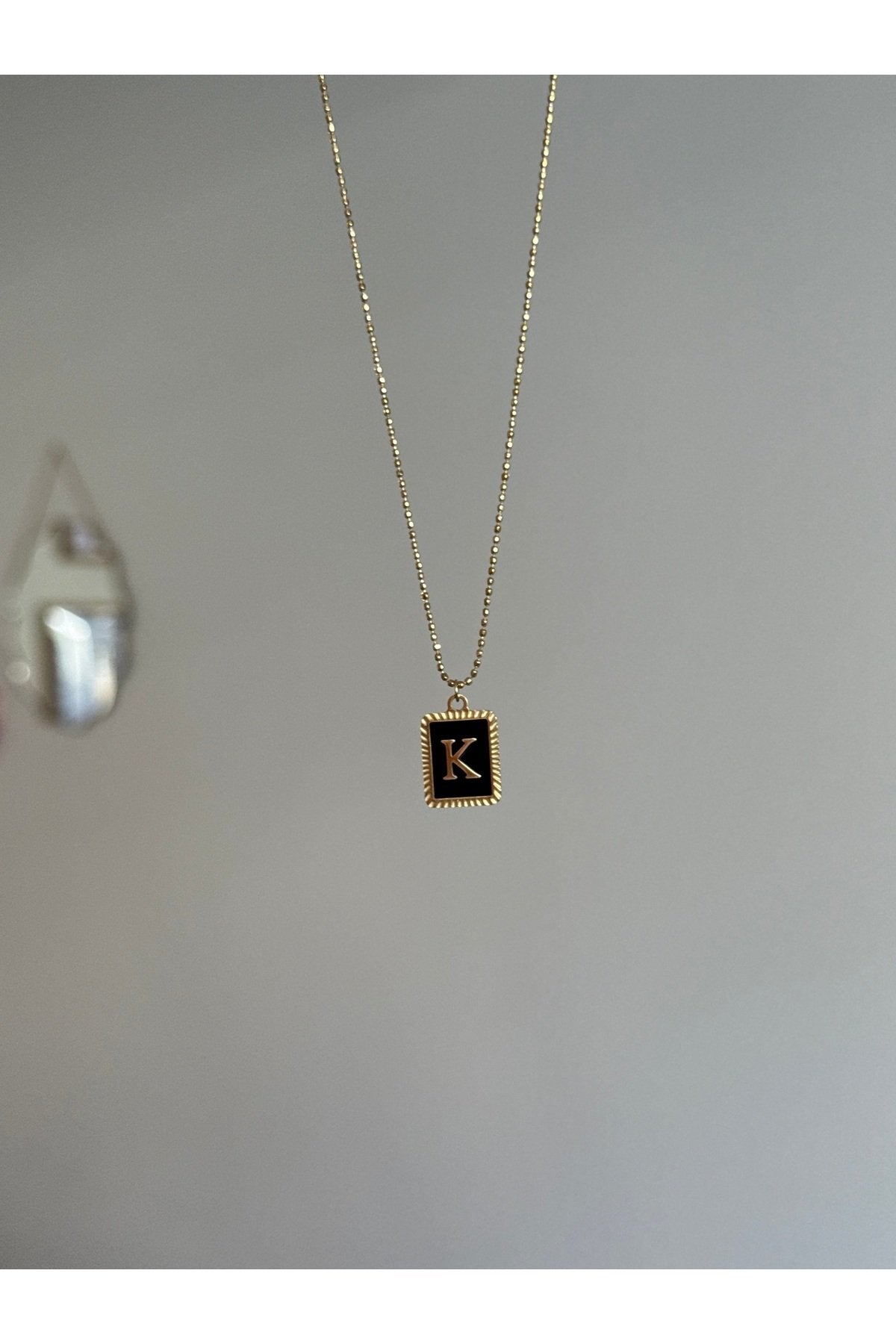 Steel Gold Colored Letter K Necklace
