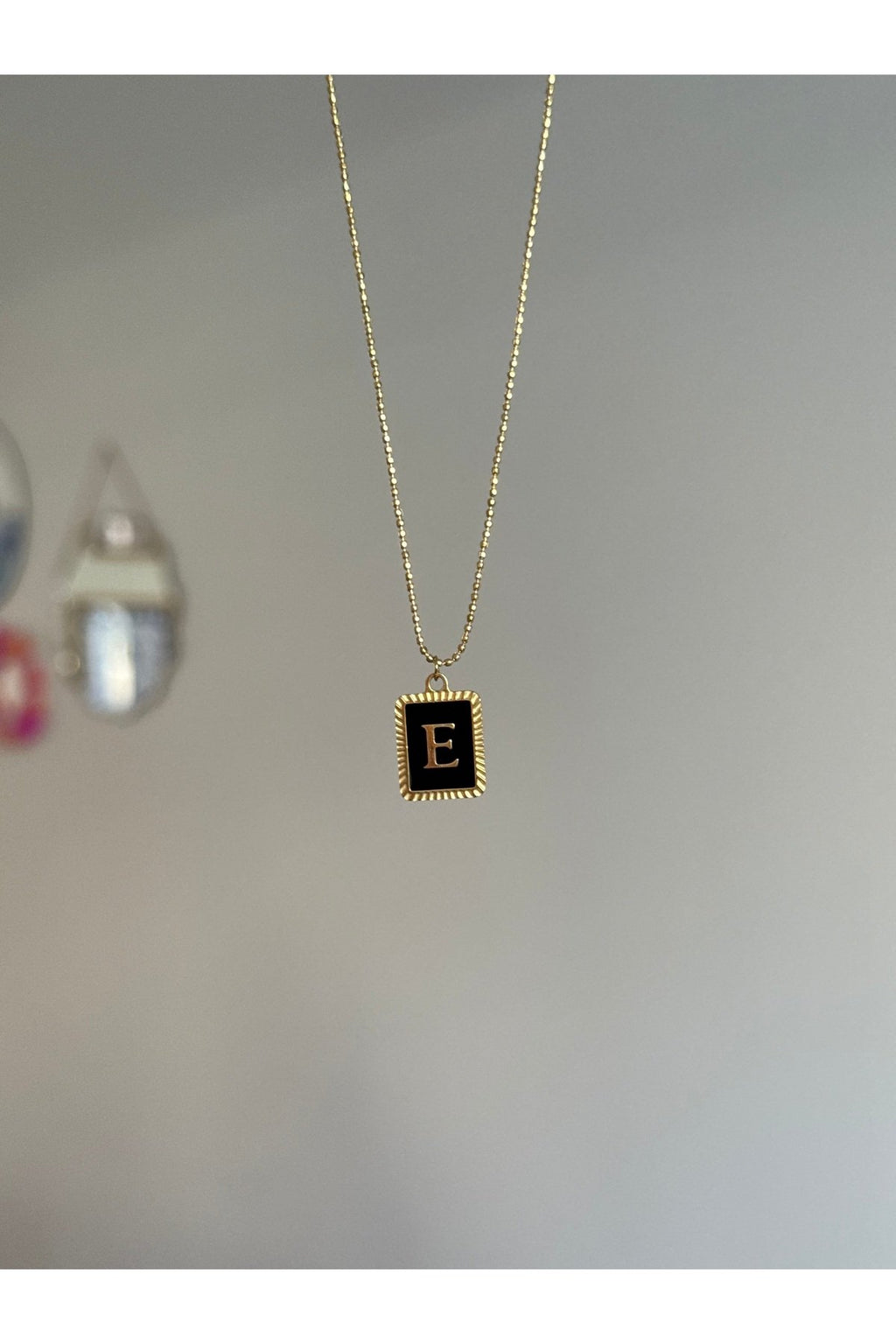 Gold-Colored Steel Letter E Necklace
