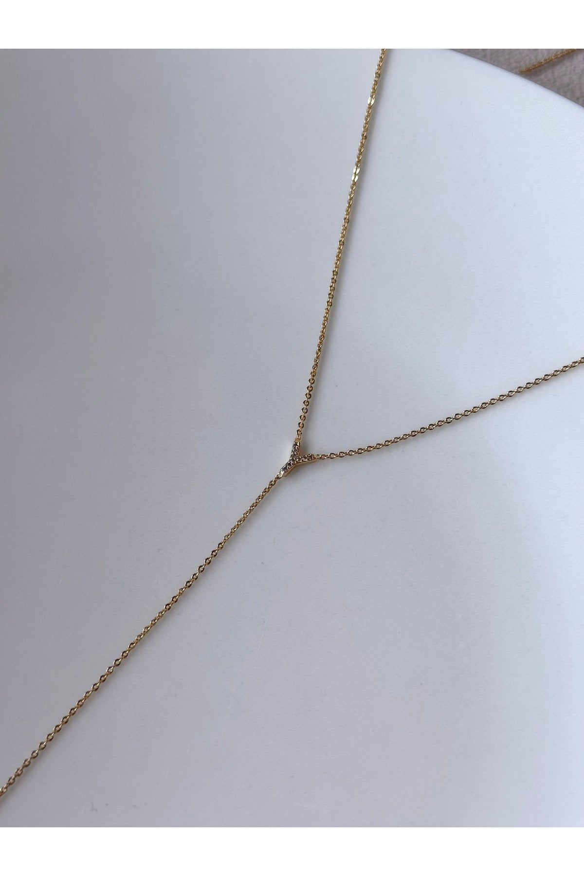 Gold Plated Zircon Stone Letter Y Necklace