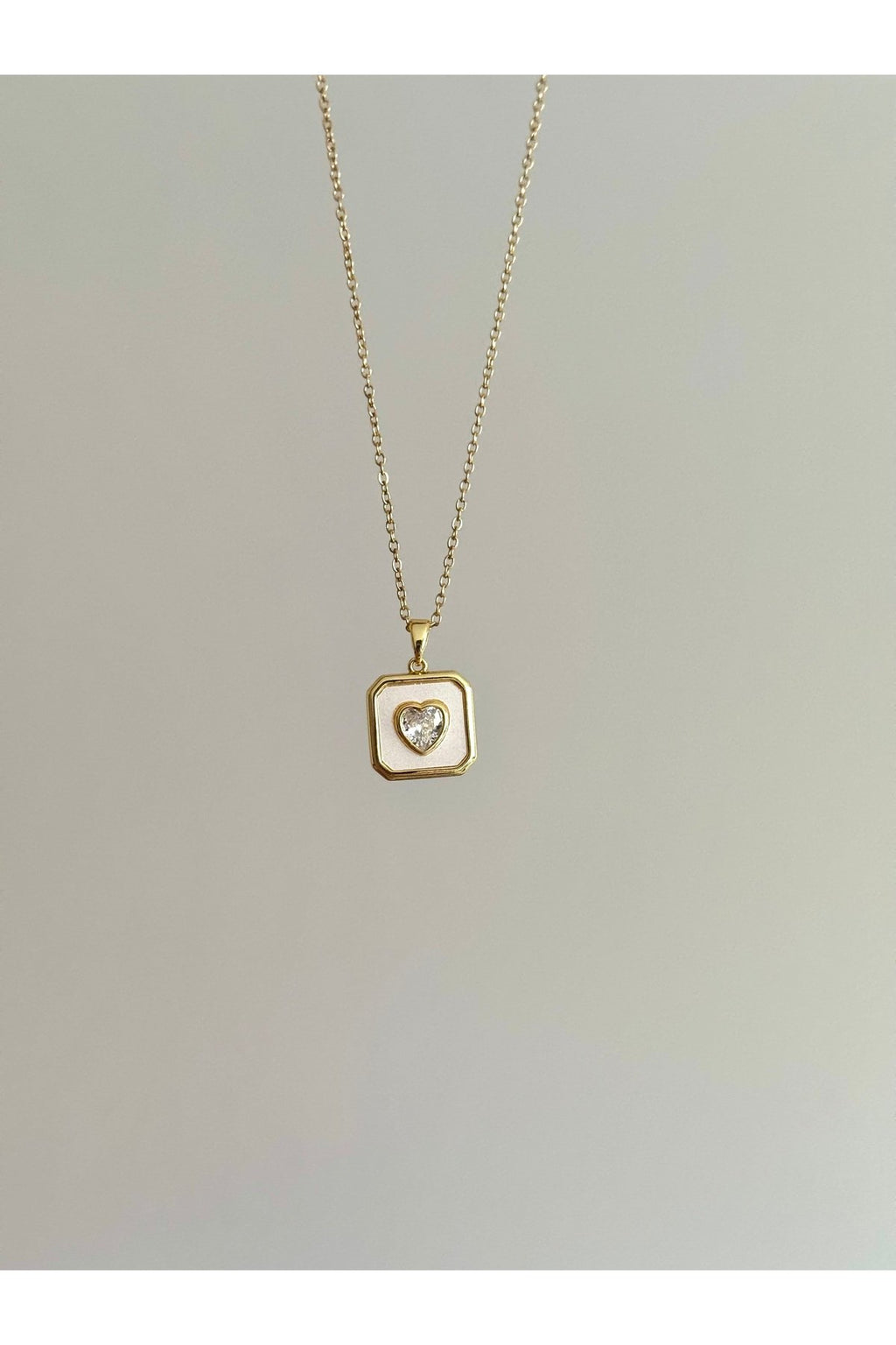 Steel Gold-Tone Heart Necklace with Stones