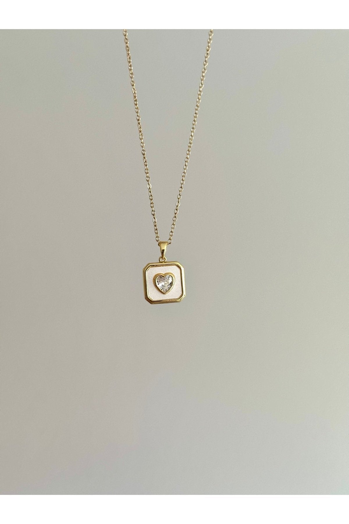 Steel Gold-Tone Heart Necklace with Stones