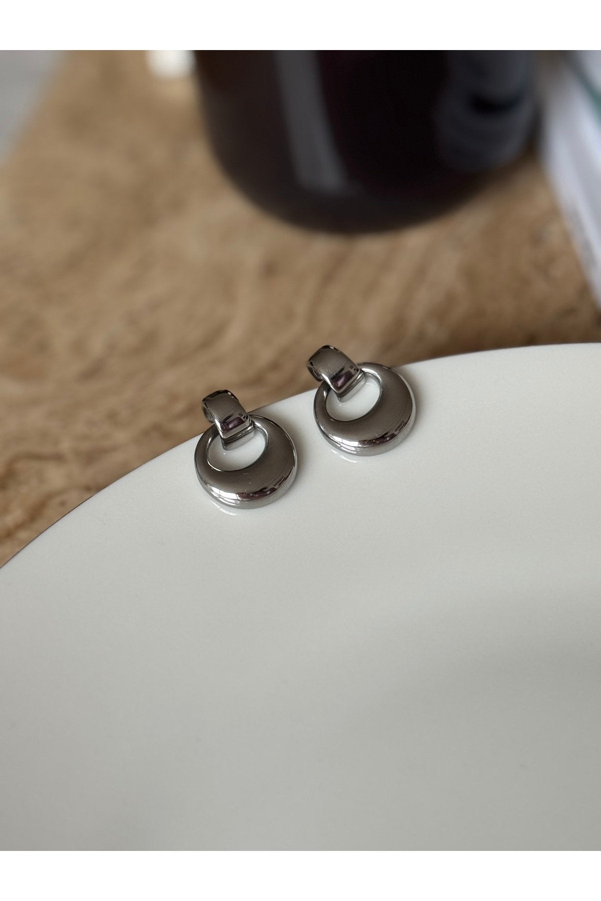 Steel Silver Color Earrings