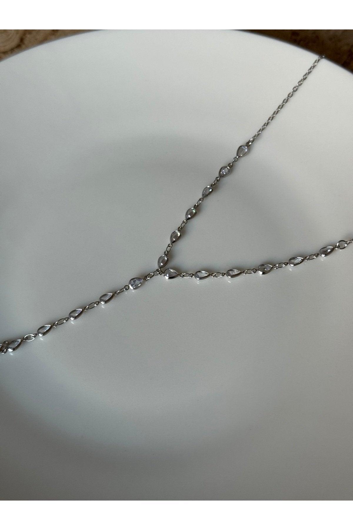 Silver Plated Stone Y-Necklace