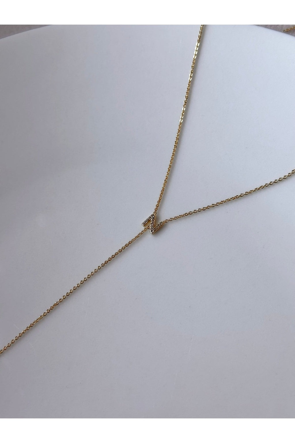 Gold Plated Zircon Stone Letter N Necklace