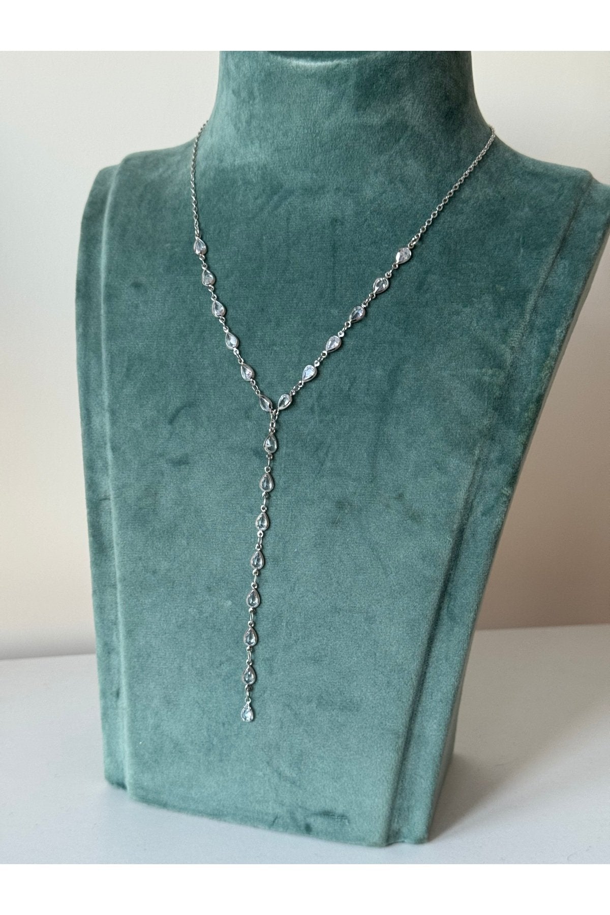 Silver Plated Stone Y-Necklace