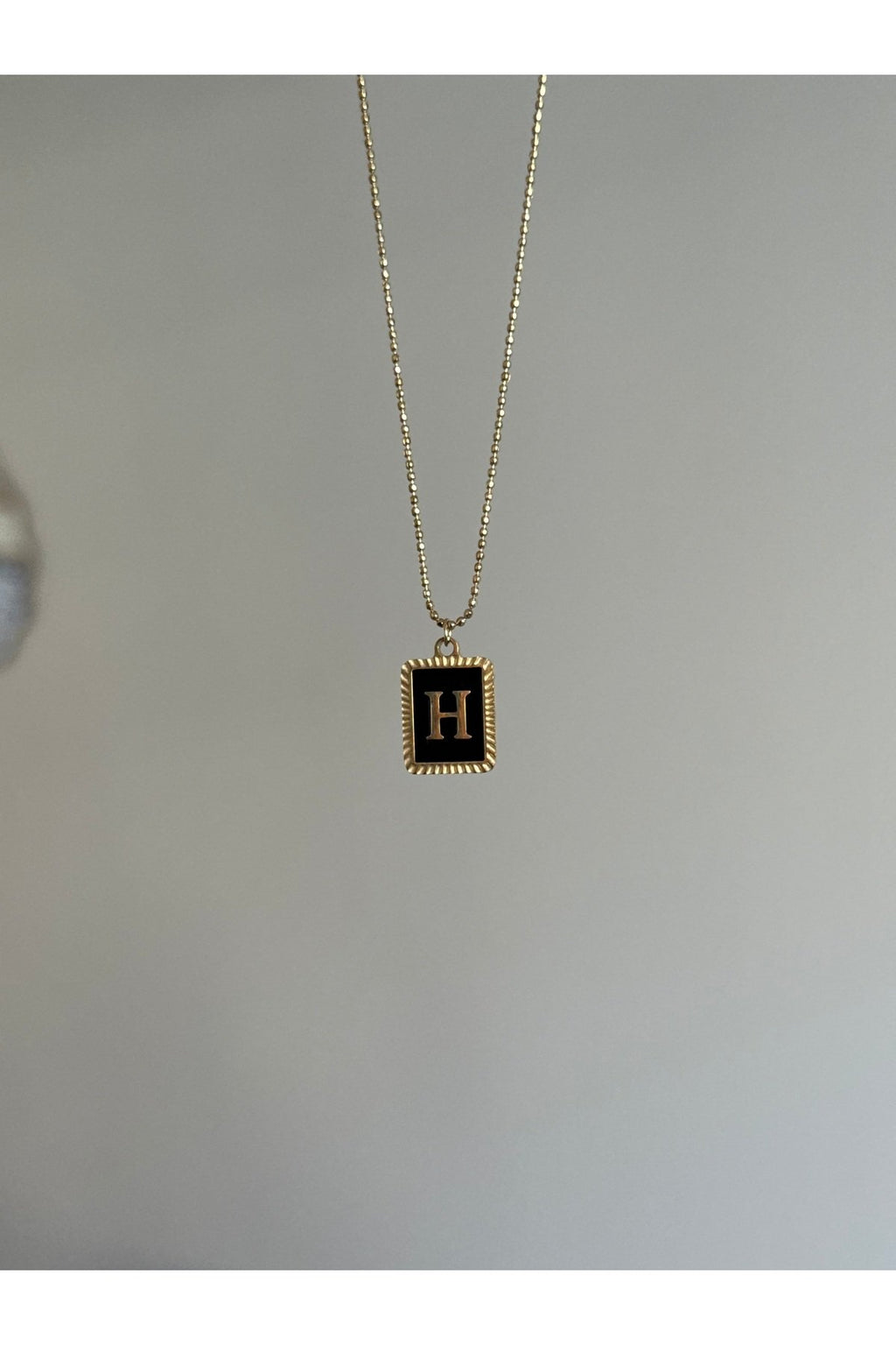 Gold Color Steel Letter H Necklace