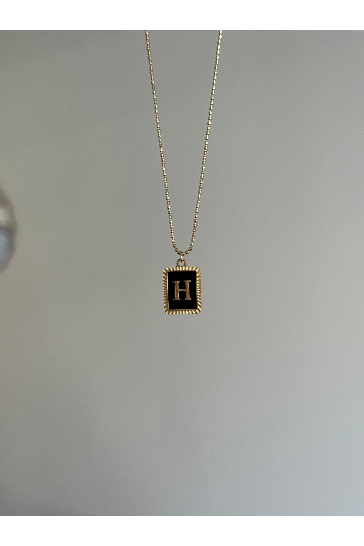 Gold Color Steel Letter H Necklace