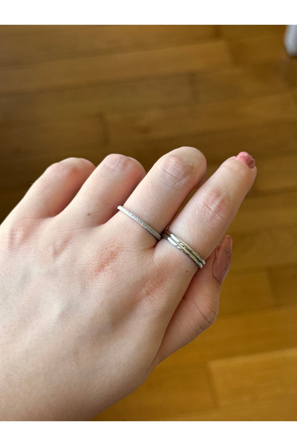 Steel Silver Tone Triple Ring