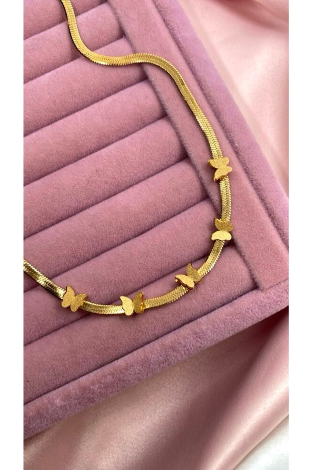 Steel Gold Color Italian Chain Butterfly Necklace