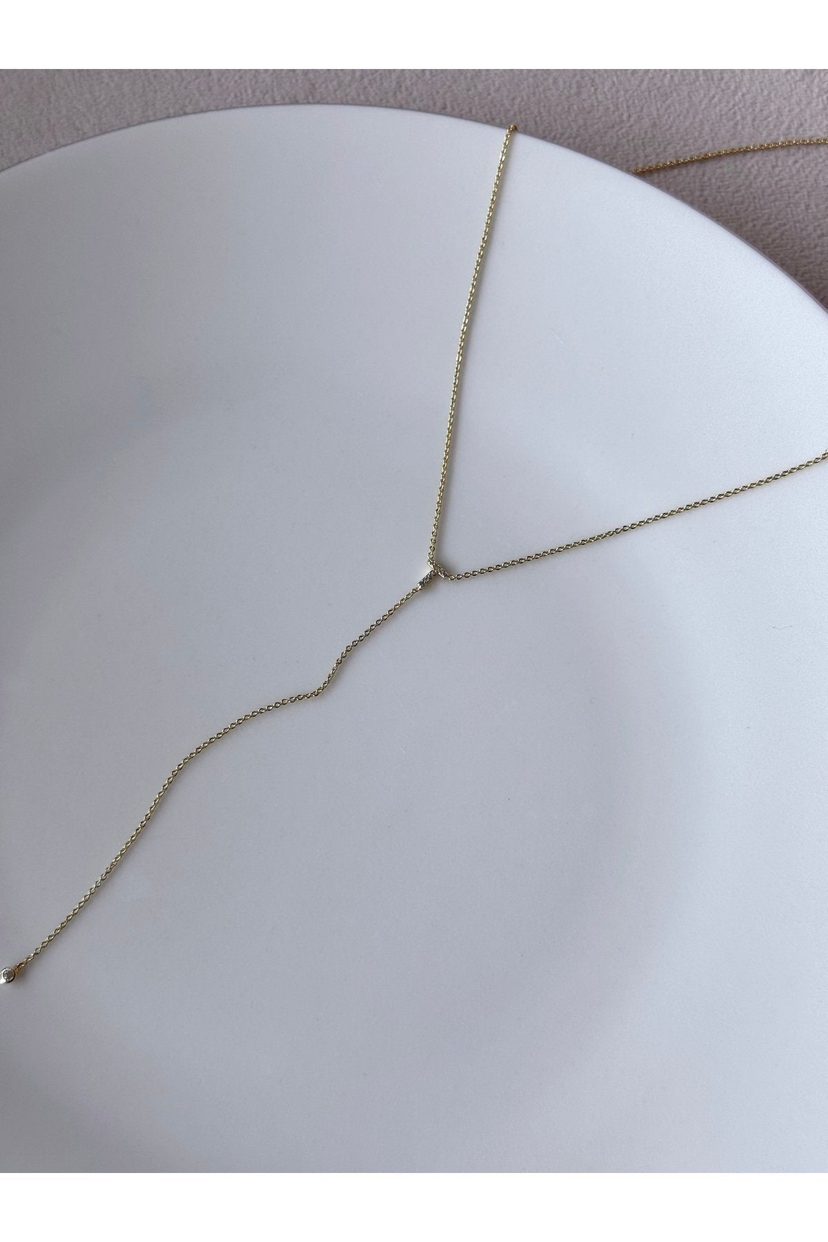 Gold Plated Zircon Stone Letter T Necklace