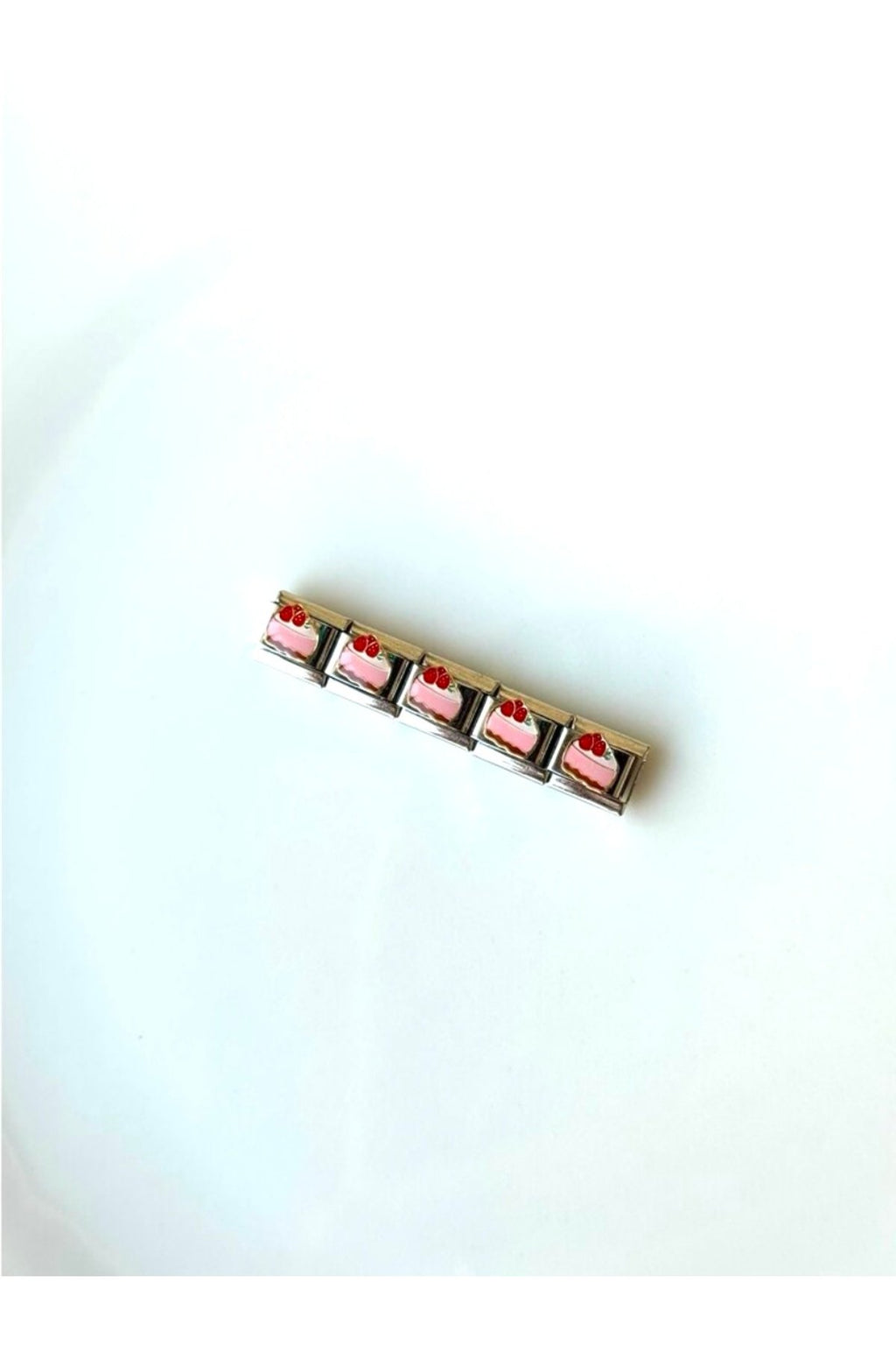 İtalyan Bileklik Çilekli Pasta Pembe Charm
