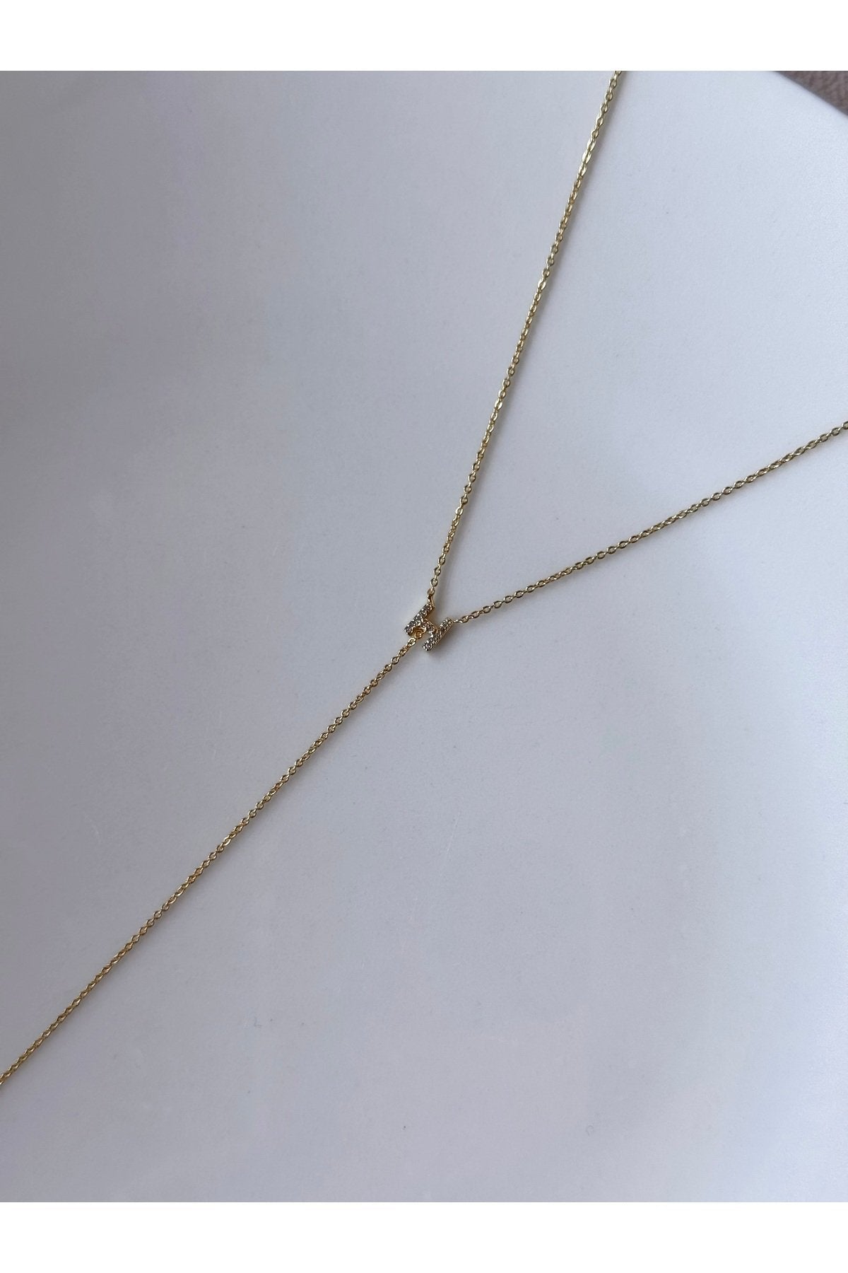 Gold Plated Zircon Stone Letter H Necklace