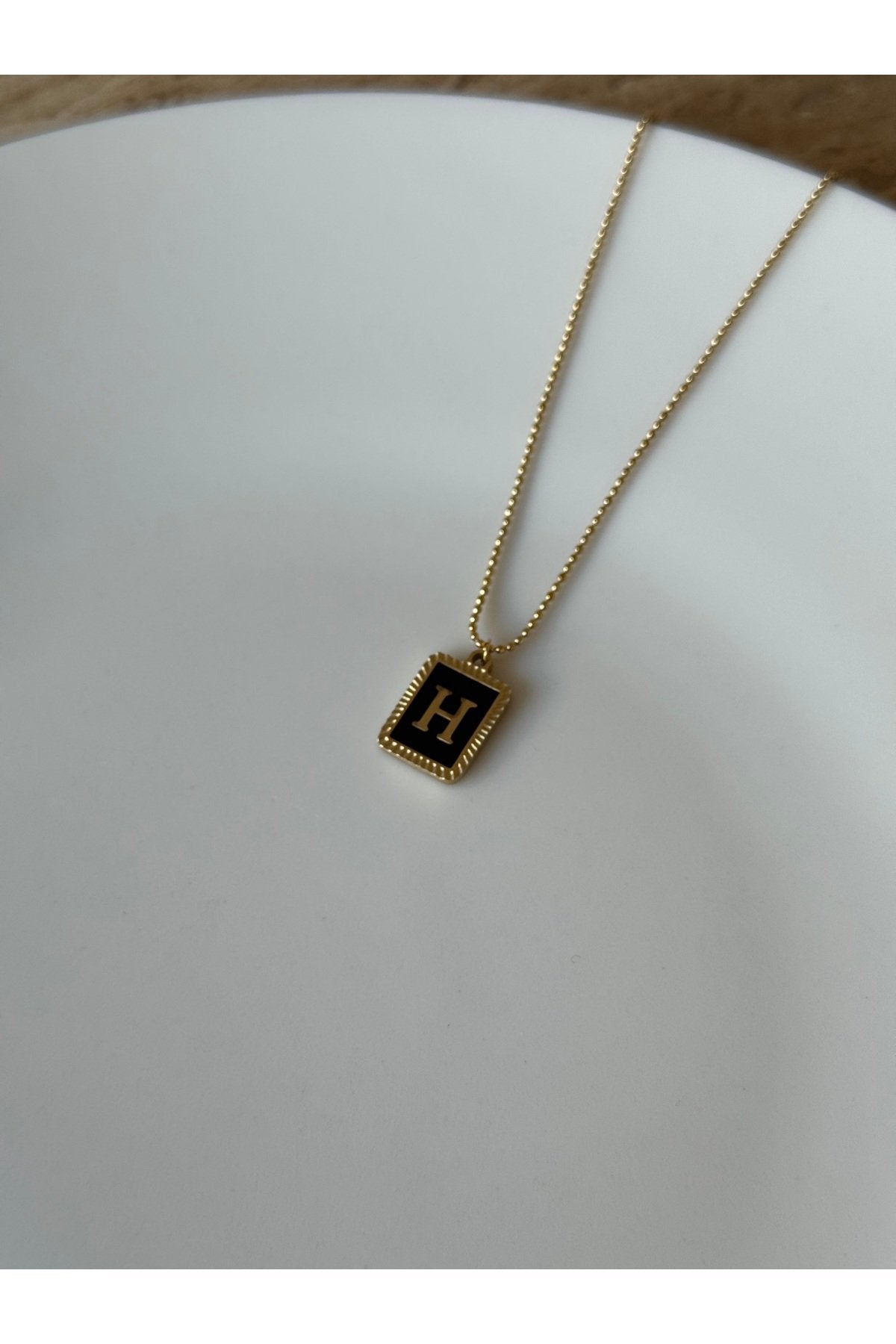 Gold Color Steel Letter H Necklace