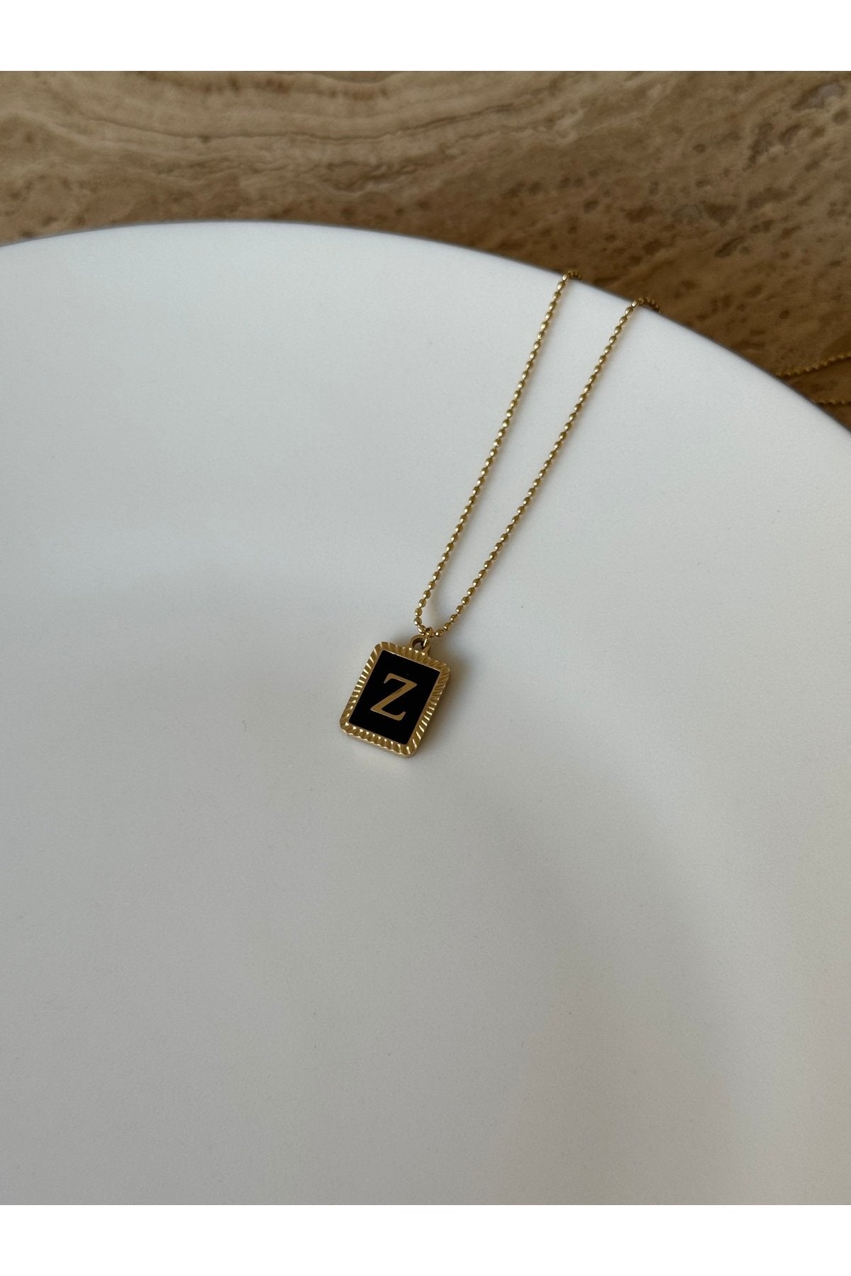 Gold-Colored Steel Letter Z Necklace
