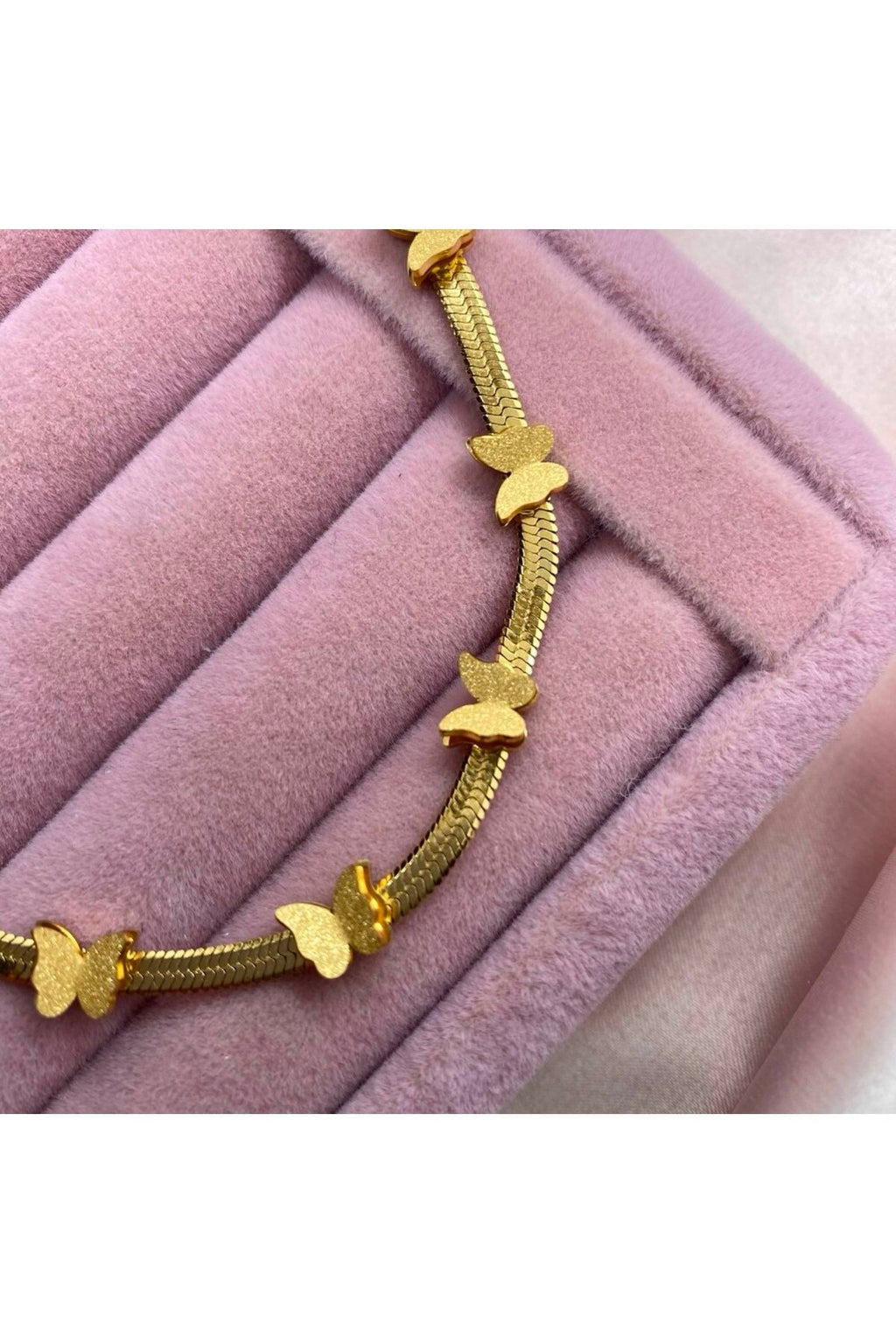 Steel Gold Color Italian Chain Butterfly Necklace