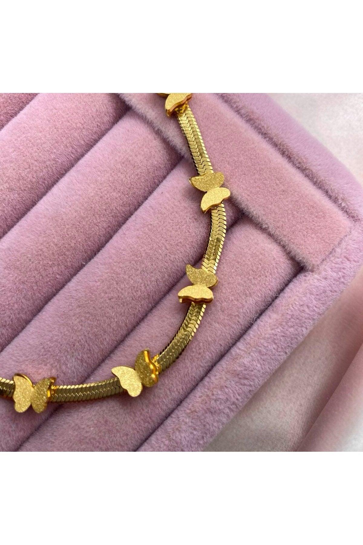 Steel Gold Color Italian Chain Butterfly Necklace
