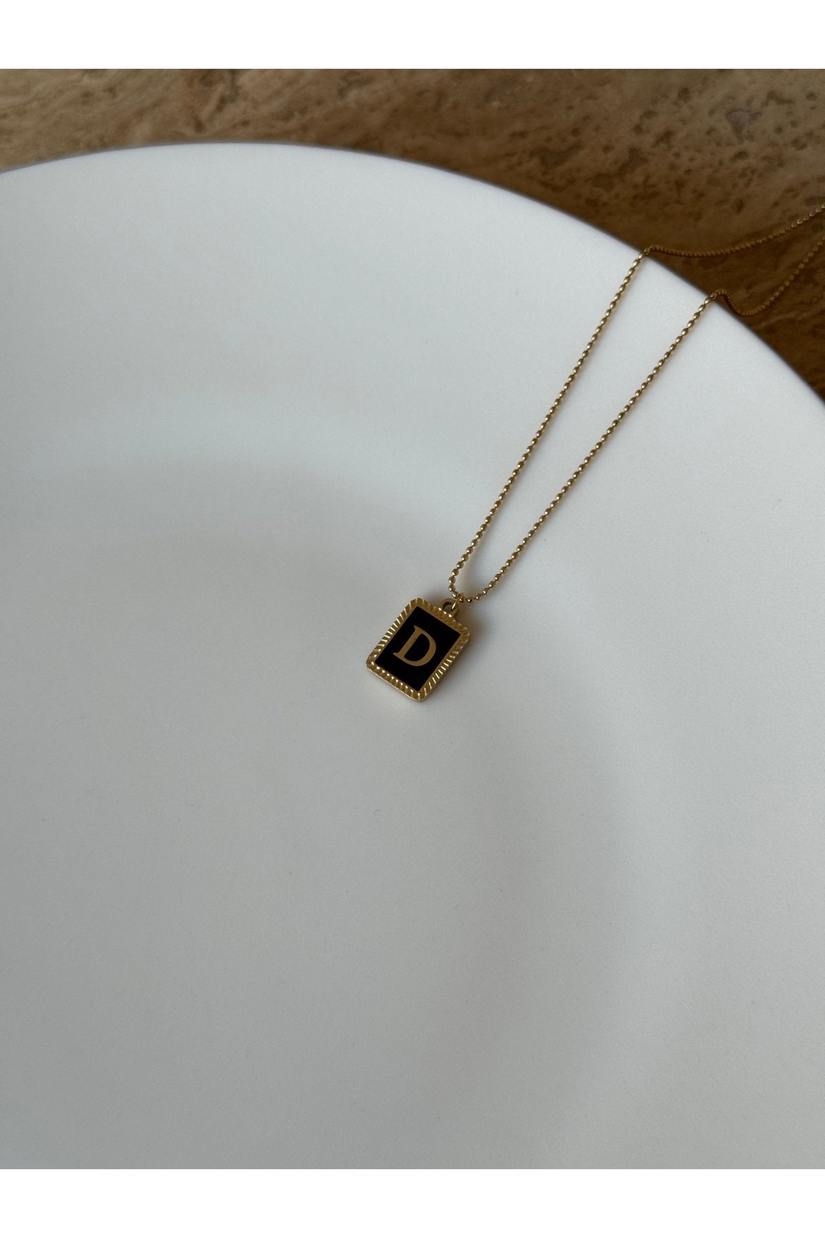 Steel Gold-Tone Letter D Necklace
