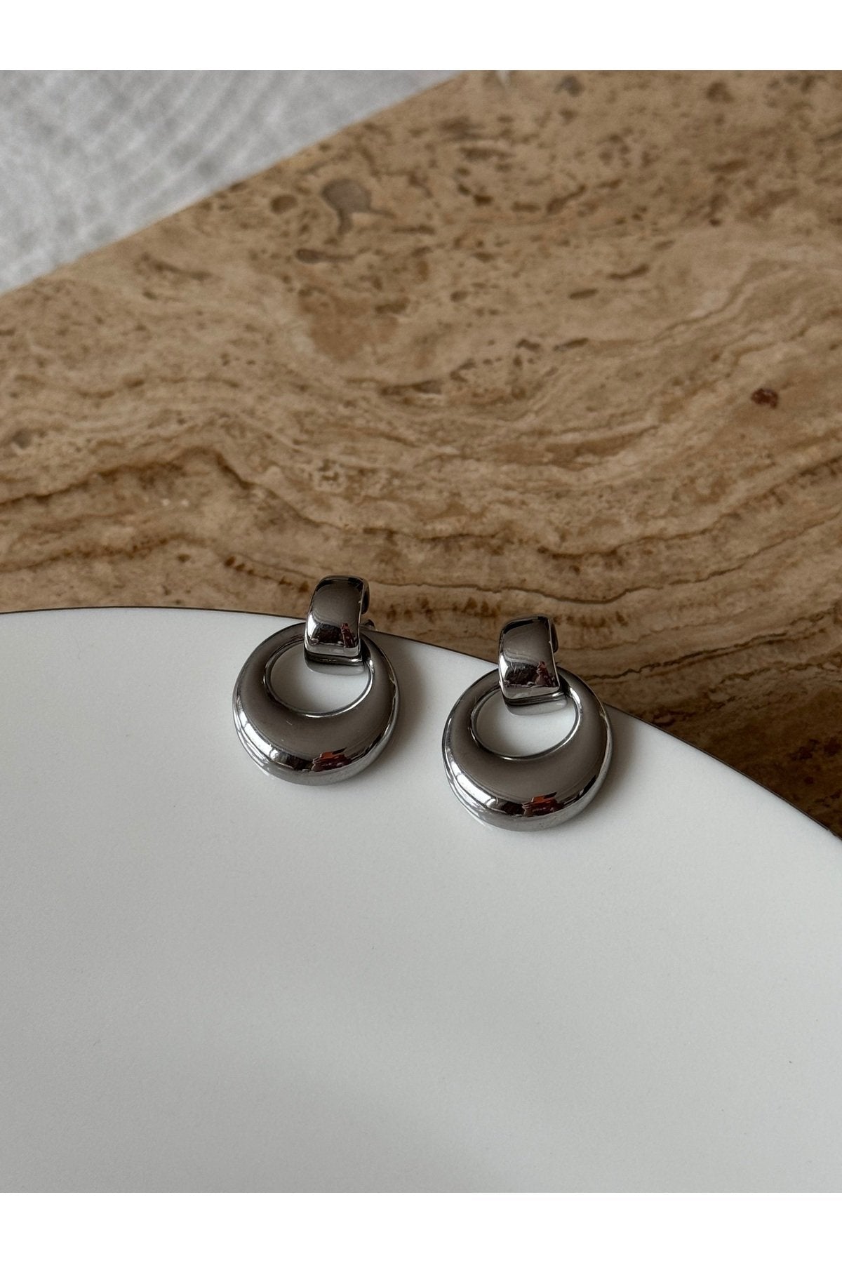 Steel Silver Color Earrings