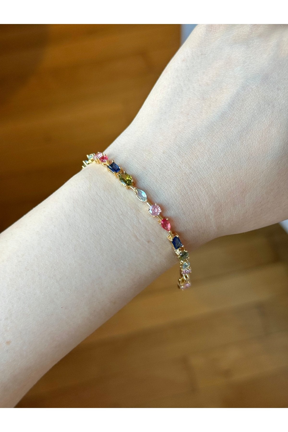 Gold Plated Zircon Stone Flower Bracelet