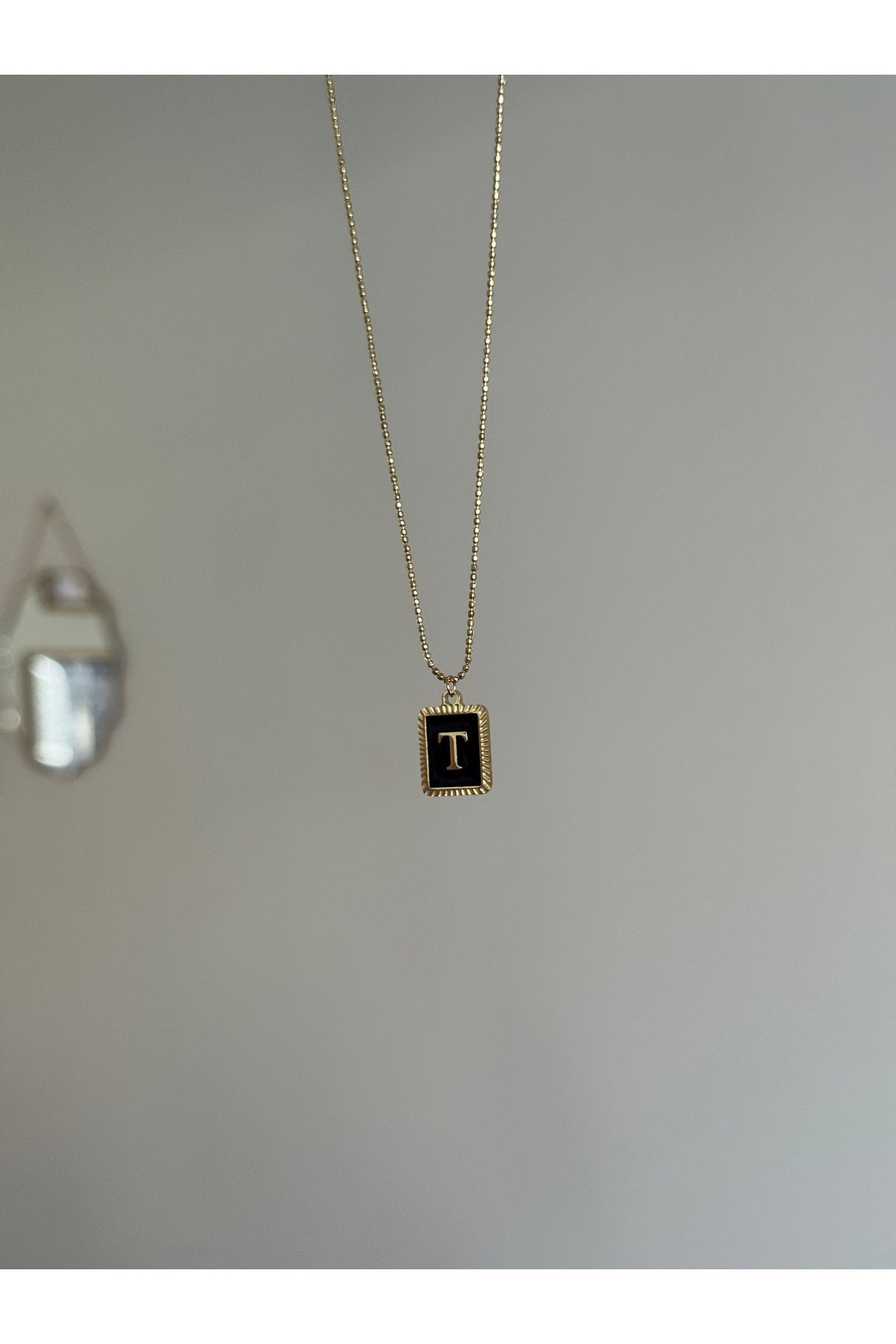 Steel Gold Tone Letter T Necklace