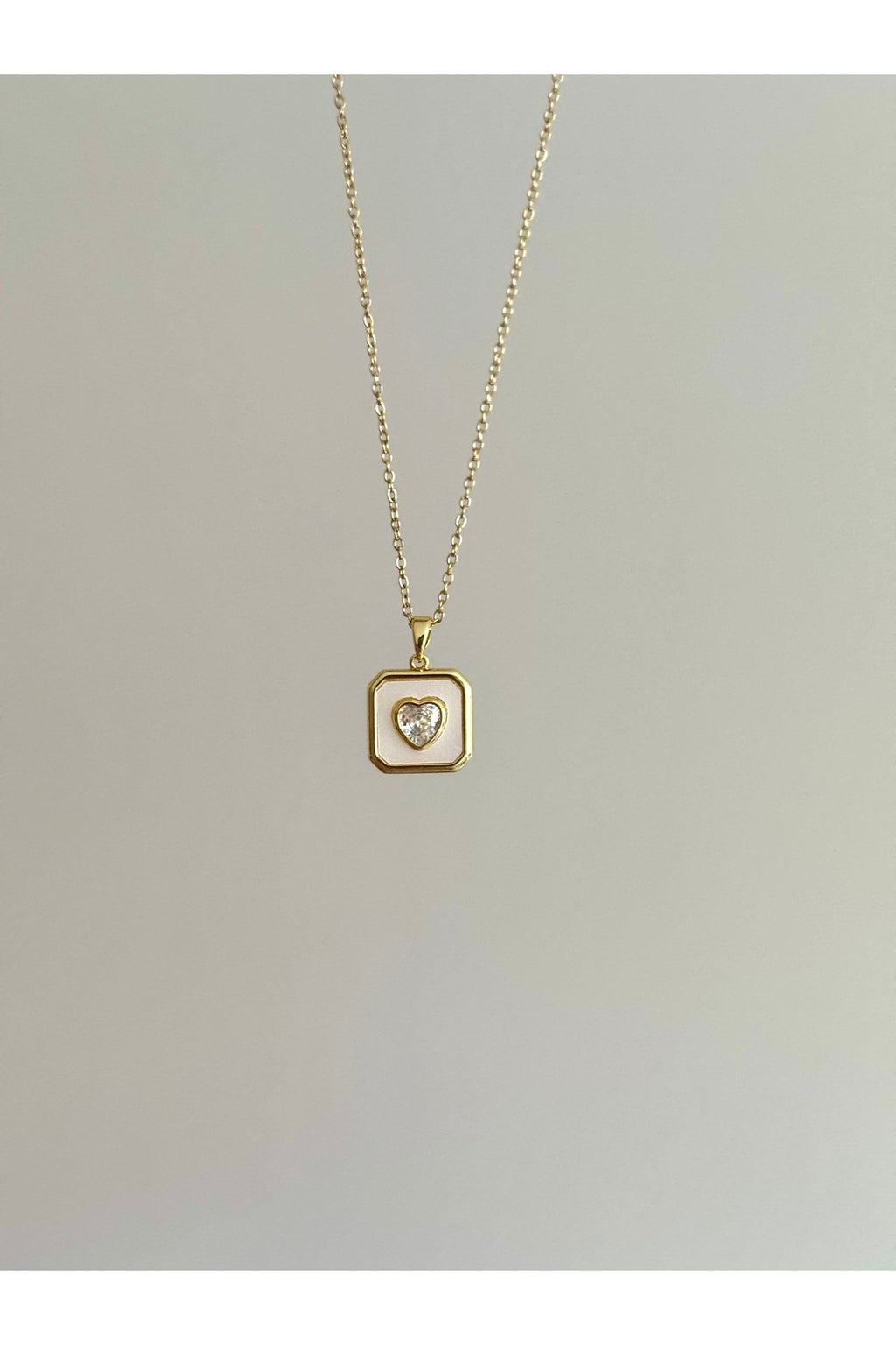 Steel Gold-Tone Heart Necklace with Stones