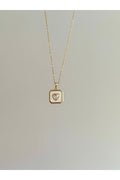 Steel Gold-Tone Heart Necklace with Stones